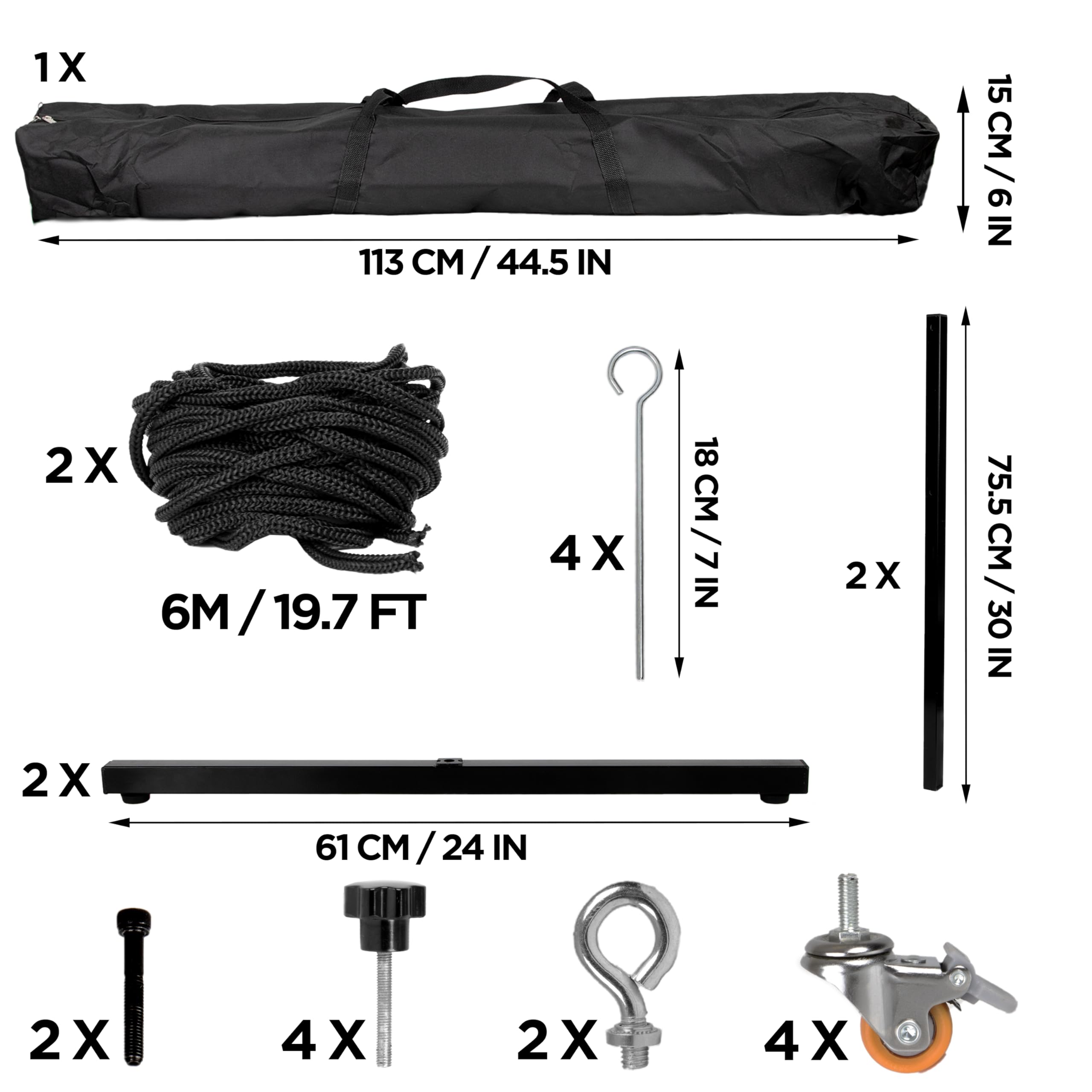 Duronic SFPS Parts Set d'Accessoires pour Ecran de Projection SFPS Trépied Crochets Vis Corde et Sac de Transport pour Utilisation Polyvalente et Mobile