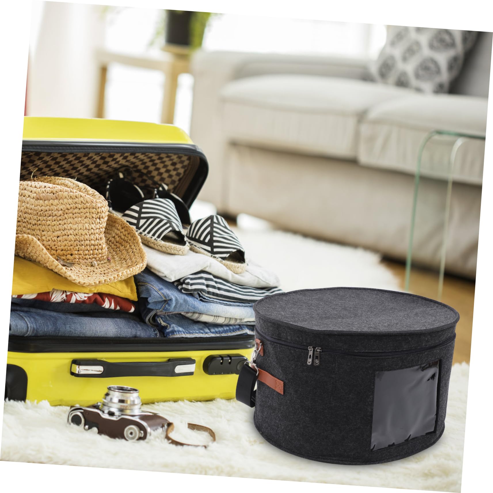 Alipis Vintage Hat Box Storage Round Hat Carrier Case for Women Men Xcm Large Capacity Lids for Travel