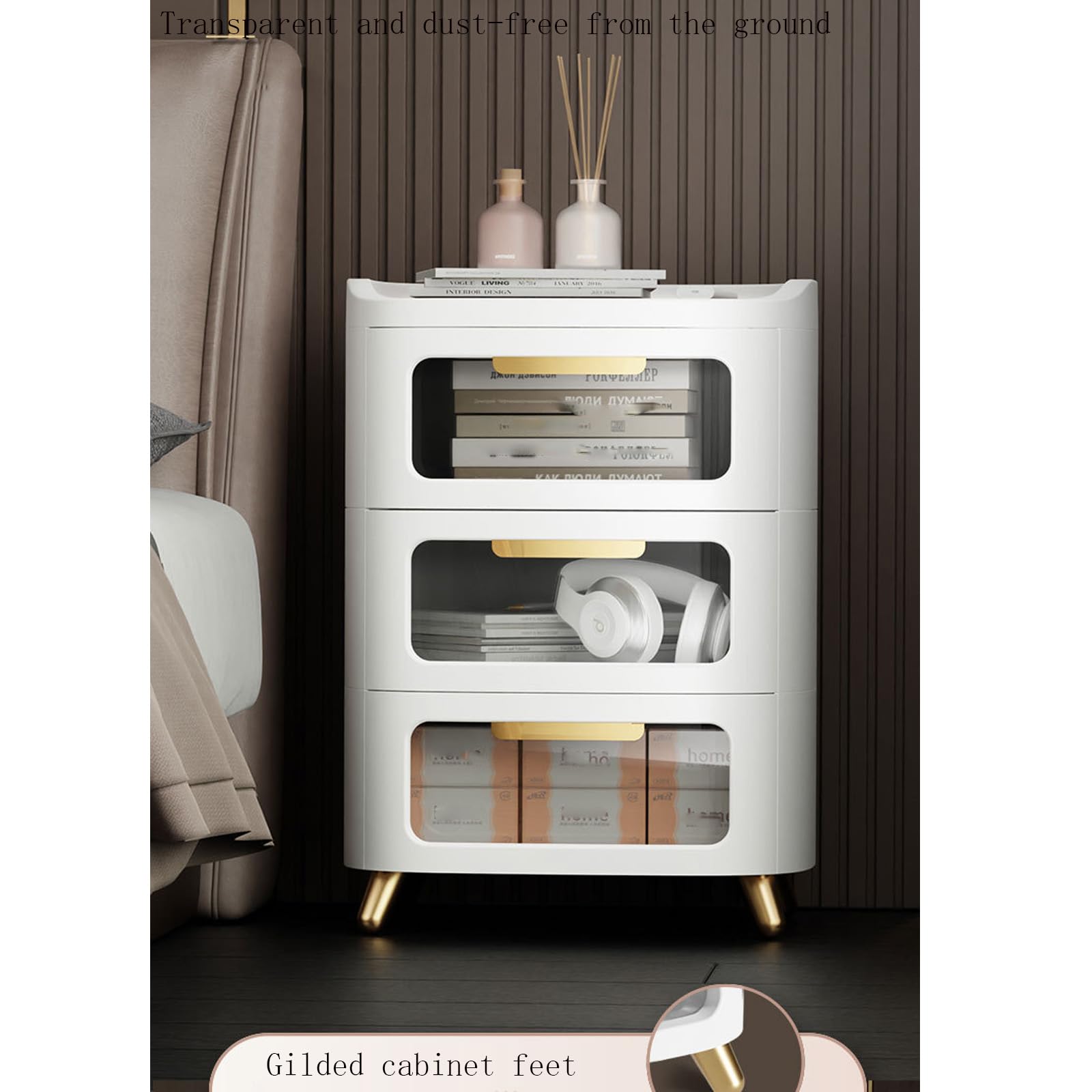 Organizzatori e contenitori per armadio, in plastica, con 2 cassetti, impilabili, verticali, per dispensa, armadio, scrivania, cucina, con ante trasparenti