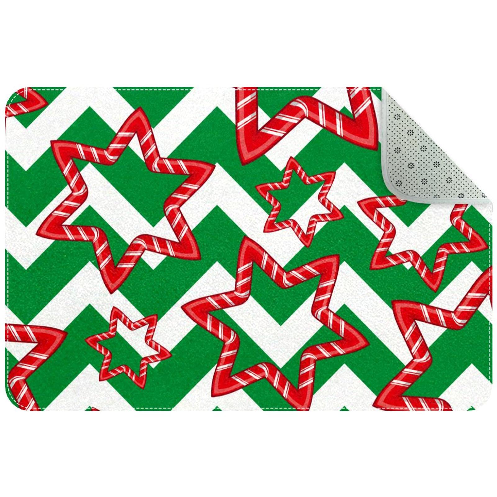 Tapis de porte en zigzag vert lavable en machine et ultra doux
