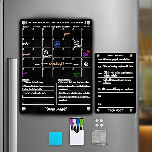 Miniatura 8 de Calendario magnético acrílico para refrigerador de 16 x 12 pulgadas, calendario acrílico transparente para refrigerador, pizarra magnética de