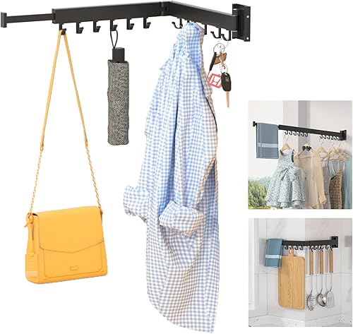 BESTHLS Estante de secado portátil para colgar en la pared con colgadores de ropa que ahorran espacio, diseño universal para balcón, vestíbulo,