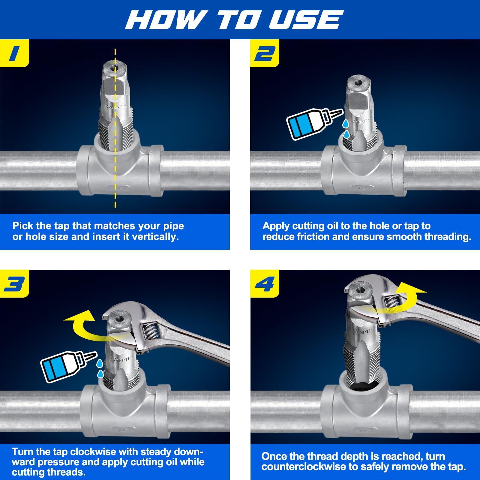 Toolwiz NPT Pipe Tap Set - 6 Sizes -4