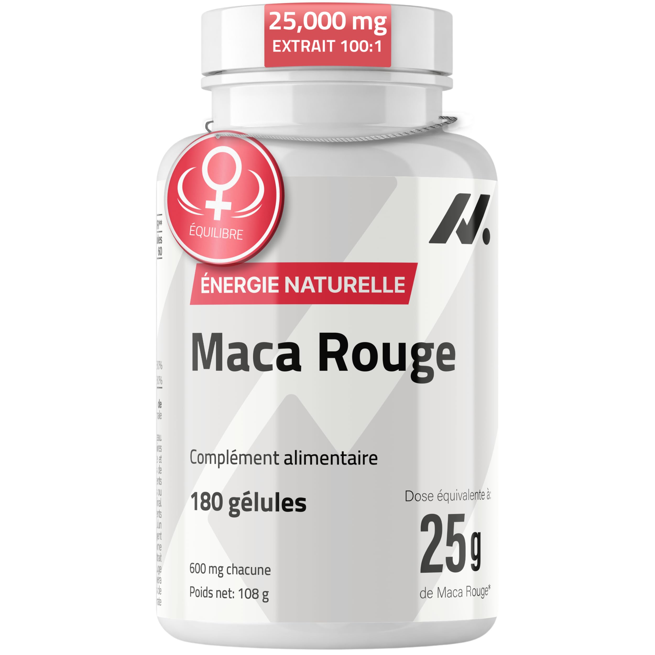Maca Rouge Femme avec Sauge, Fenugrec et Damiana – Équilibre Hormonal Féminin, Énergie et Bien-être – 25.000 mg Équivalents de Maca Rouge en Poudre – 180 Gélules, 60 Doses – Nyvos