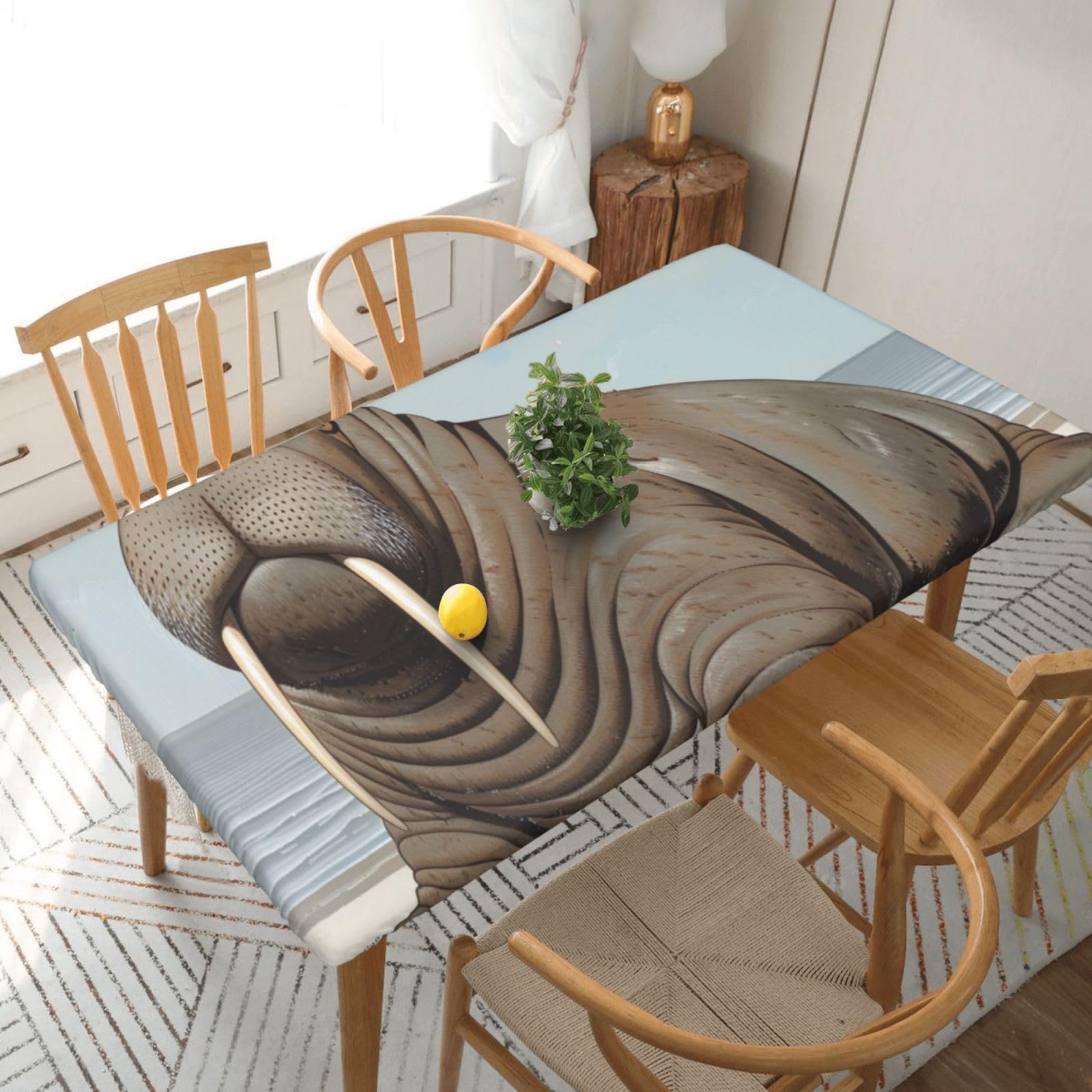 Walrus Printed Tablecloths 5ft Rectangular Table Covers Washable Polyester Decorative Table Cloth for Dining Table Picnic Wedding
