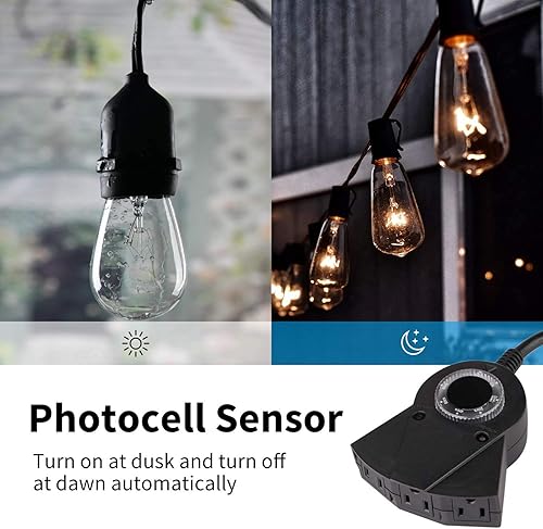 Miniatura 2 de Temporizador de luz para exteriores impermeable, temporizador de enchufe de 24 horas con modo de cuenta regresiva de 2, 4, 6 u 8 horas, 3 tomas de