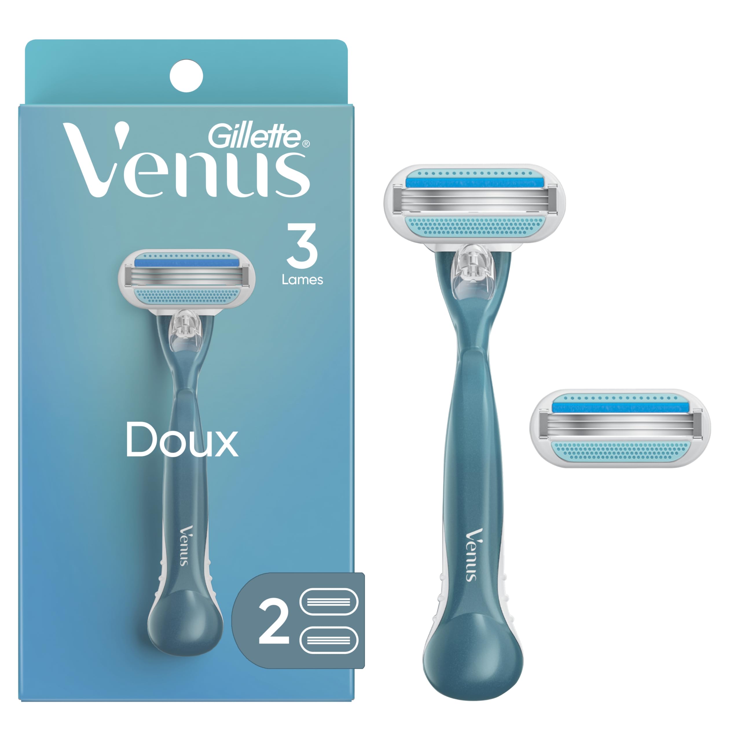 Venus Smooth Women's Razor with Reusable Razor Handle + 2 Razor