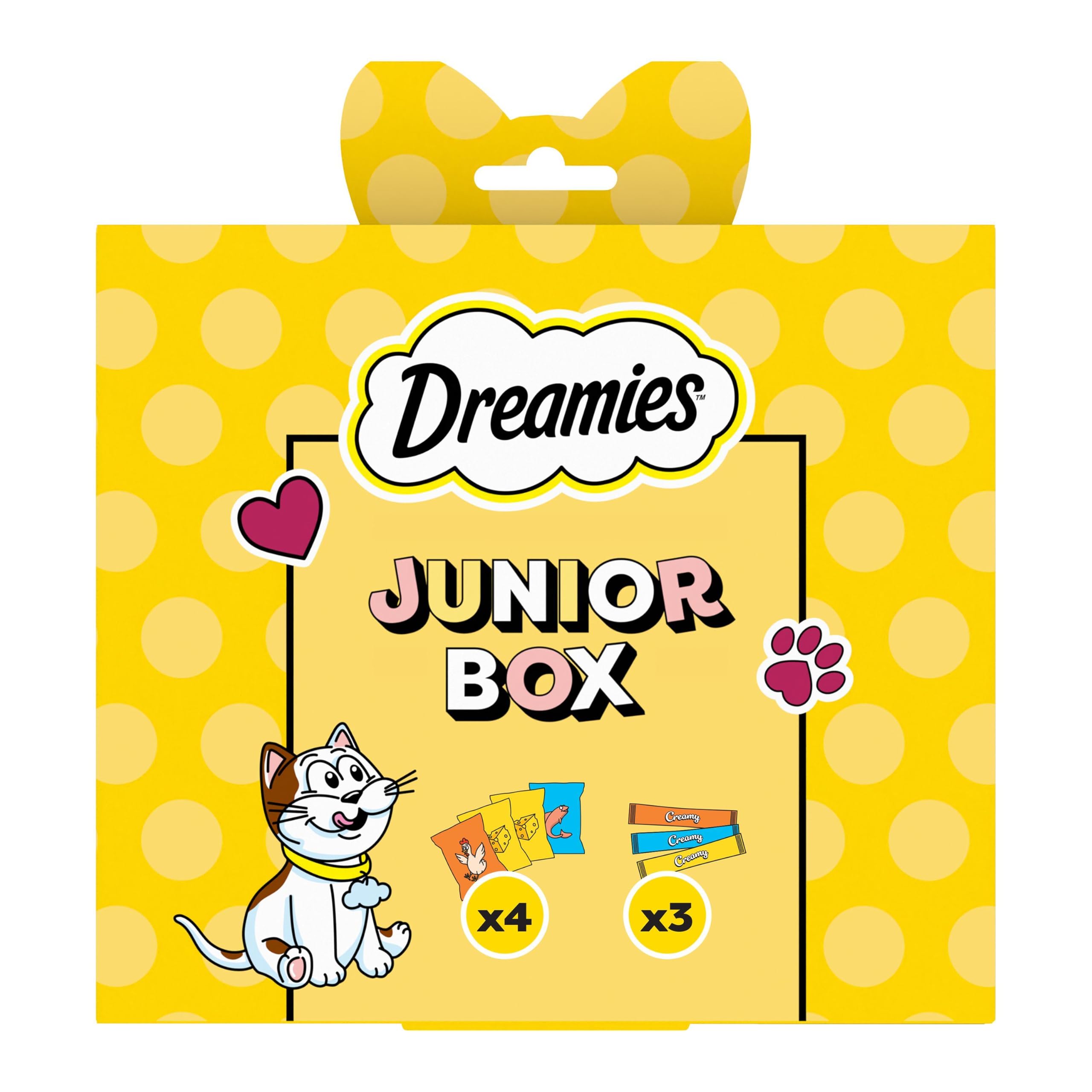 DREAMIES Junior Box Cat Treats with Cheese, Chicken and Salmon 150g
