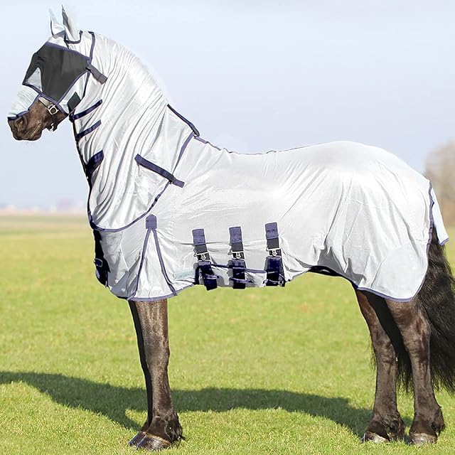 Foto 3 de 3 de Manta de Verano/Insectos para Caballos con máscara - Cuello Grande QHP