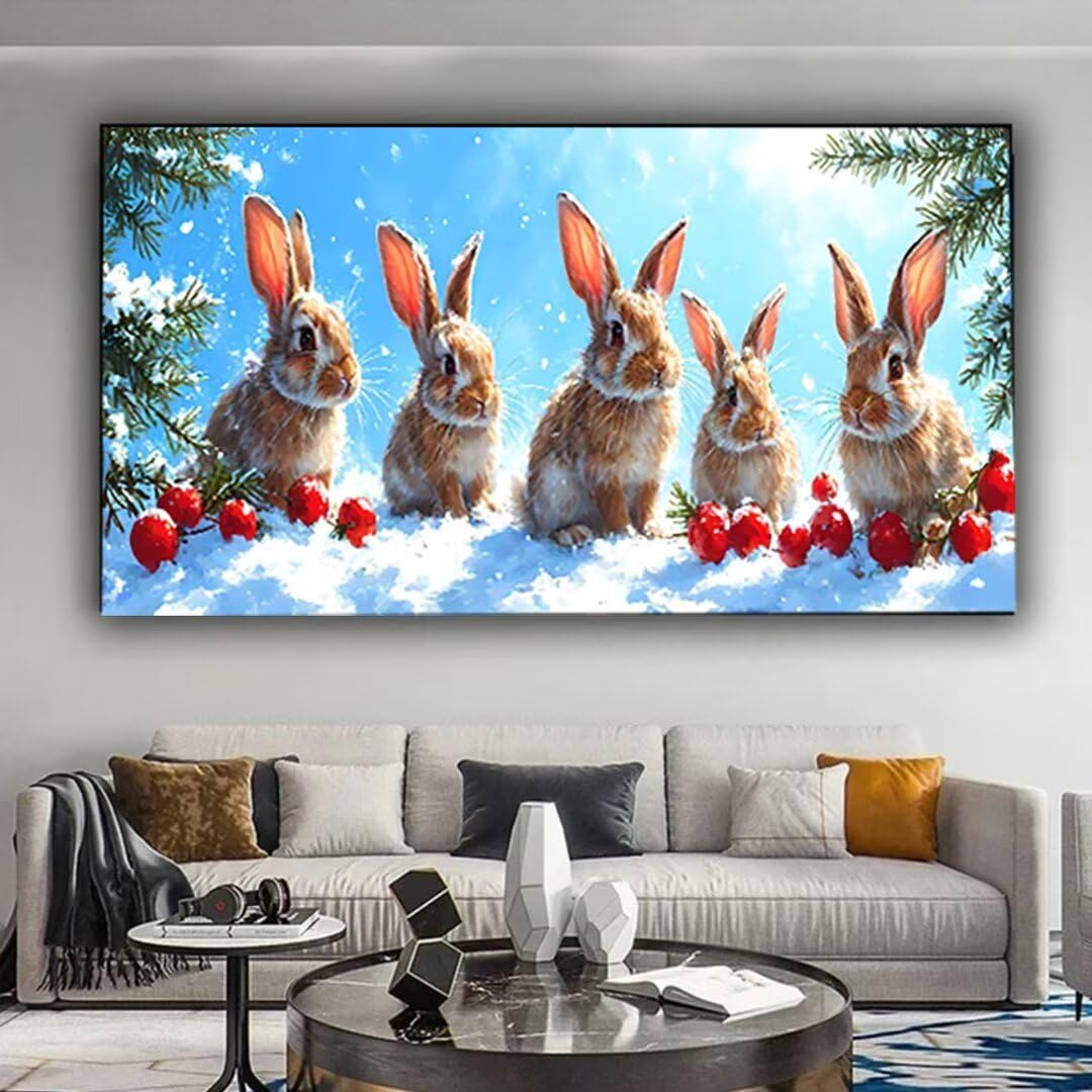 Inverno Dipingi con i Numeri Principianti Adulti, Dipingi con i Numeri Kit Animale Pittura a Olio su Tela Fai da Te - Passatempo per Adulti per la Decorazione Casa o Regalo, Senza Cornice 70x140cm 7-0