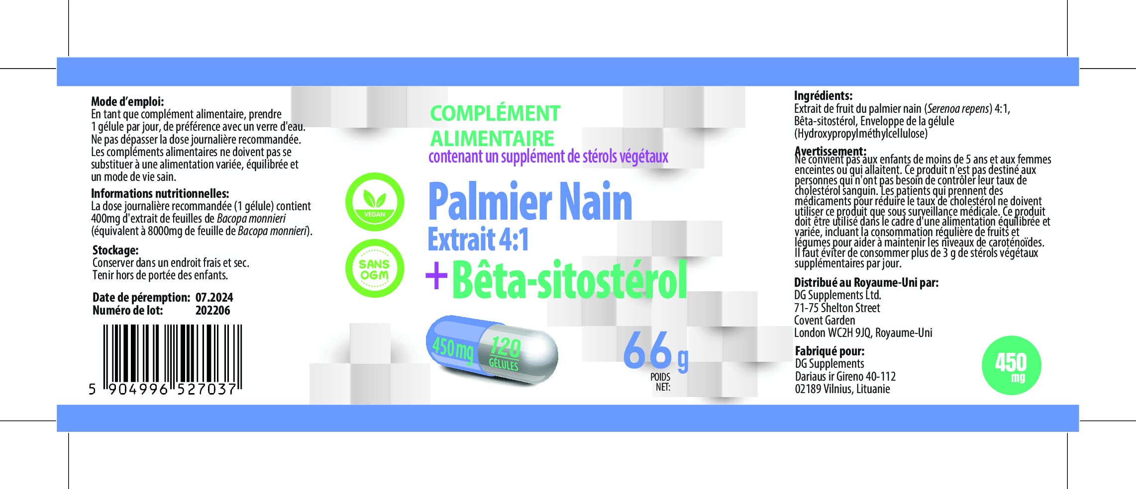 Hepatica Saw Palmetto | 4:1 e Complesso Beta-Sitosterolo 450 mg | 120 capsule vegane | Serenoa – Serenoa repens | GMP & Testato da Laboratorio Indipendente