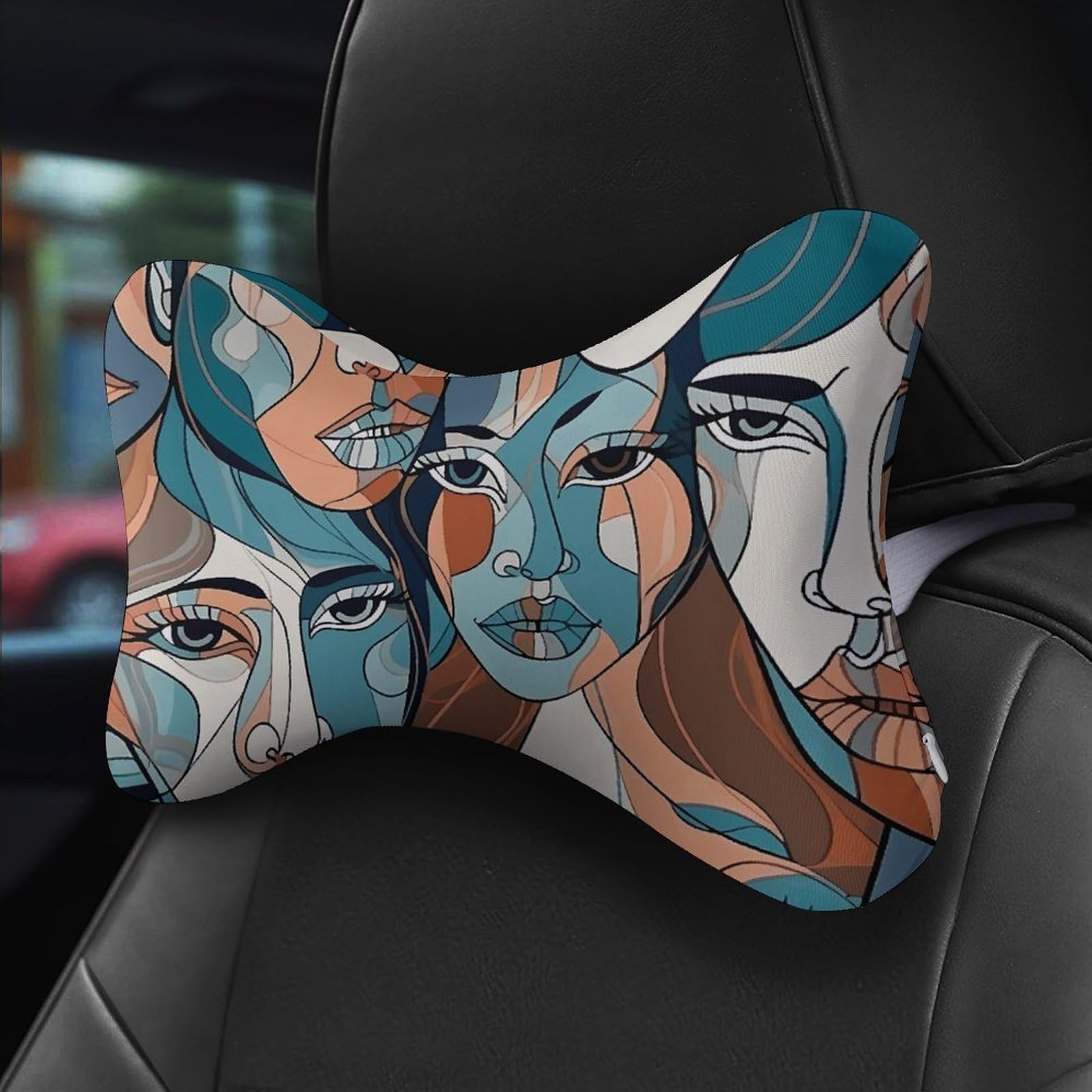Almohada de líneas suaves, núcleo de almohada de espuma viscoelástica, cojín, proporciona apoyo para el cuello, almohadas de coche para viajes y oficinas en casa.
