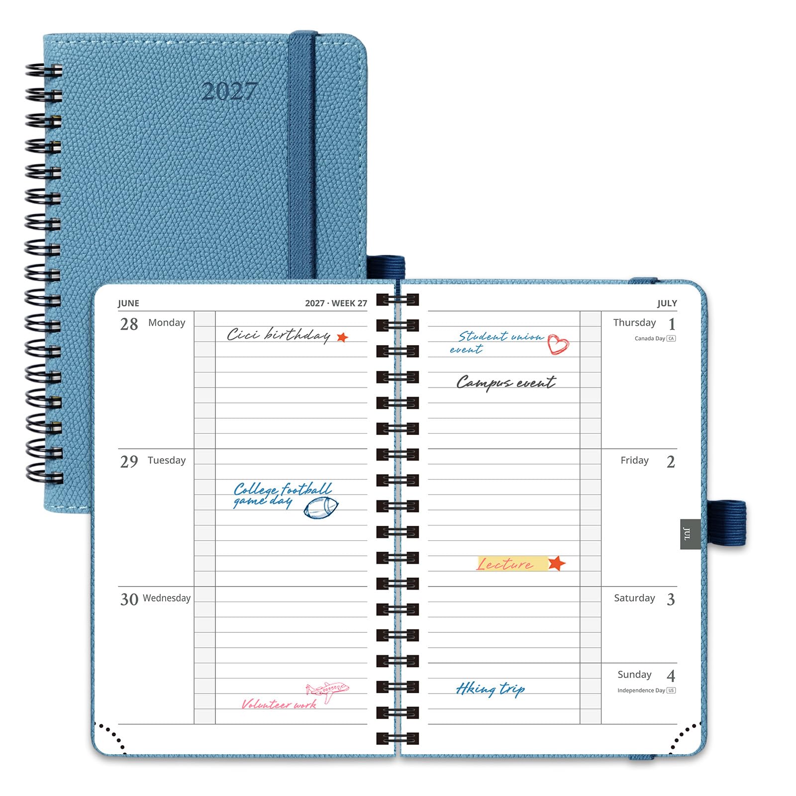 POPRUN A6 2027 Pocket Diary Week To View Small Diary Softcover Planner — image 1