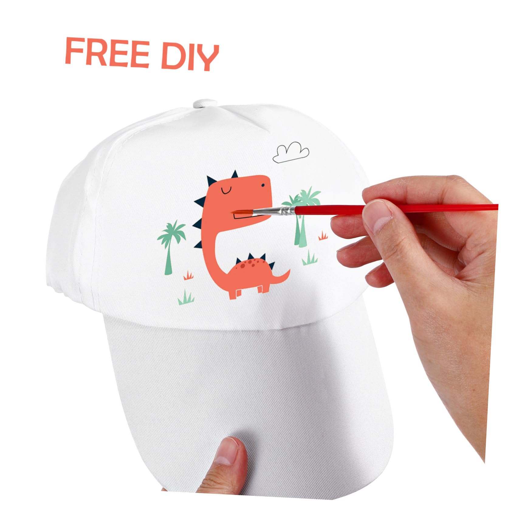 TOYANDONA 10 Gorras de Béisbol en White para Niños, para Pintar, con Visera, para Manualidades, Cumpleaños de Niños Pequeños, Sombreros de Sol para