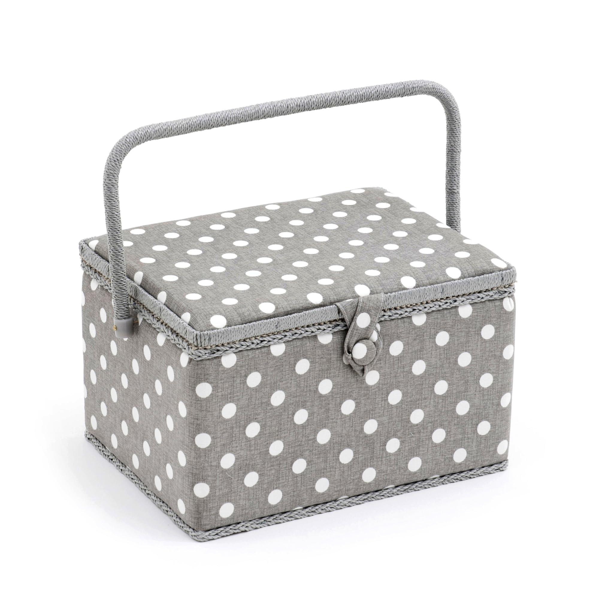 Hobby Gift Polka Dot Grey Hobbygift Mrl 8 Sewing Box: Large, Cotton Blend, Grey Linen Dot, 23.5 X 31 X 20Cm