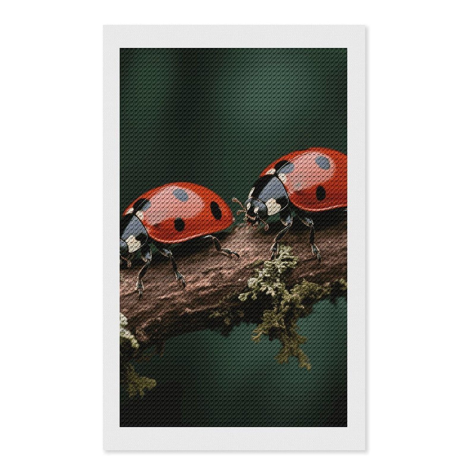 FodPand Ladybug 5D Diamond Painting Kits for Adults Beginners Full Drill Round Diamond Dots Pictures Gem Art Supplies for Home Wall Room Decoration DIY Craft Set Gift 12x20