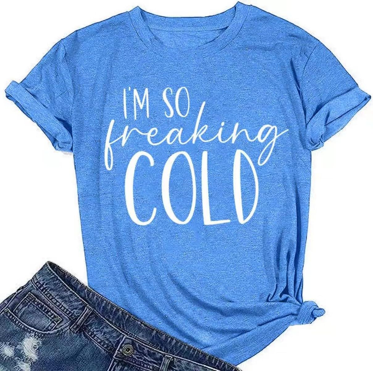 QbilyWinter T-Shirt for Women Family Christmas Party Tops Funny Xmas Baby It's Cold Outside Snowman Graphic Tees