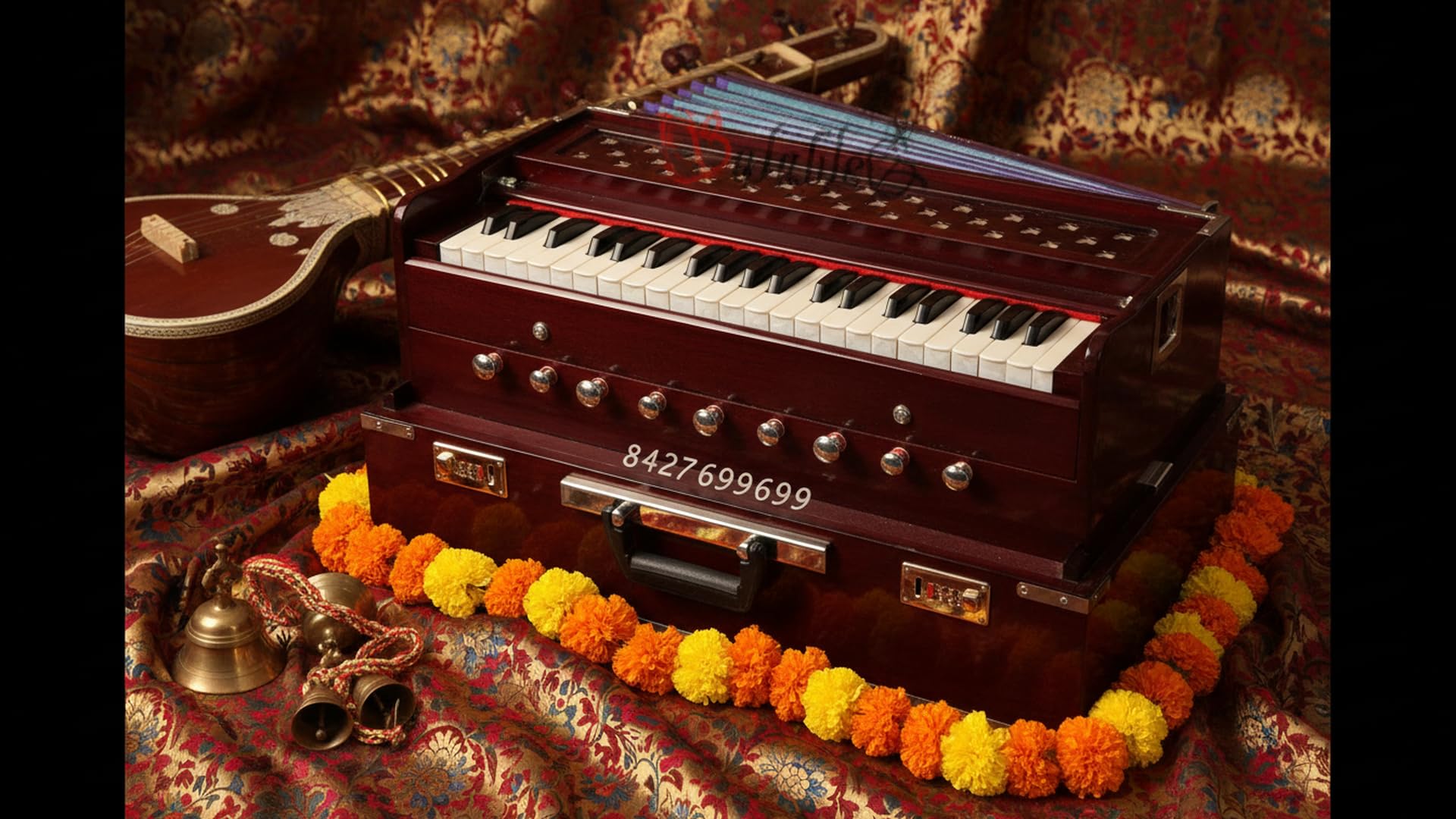 Harmonium 2 Line Reed (Bass + męski) 9 korków 42 klawisze składane przenośne harmonium z łącznikiem wysoki dźwięk z bezpłatną torbą składany przenośny oryginalny indyjski instrument muzyczny