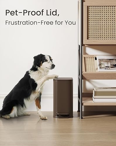 Miniatura 44 de Cesun Cubo de basura pequeño para baño con tapa, cierre suave, pedal escalonado, cubo de basura de acero inoxidable de 5 litros/1.3 galones con cubo