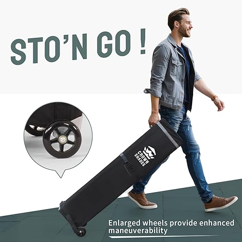 Miniatura 5 de CROWN SHADES Tienda de campaña desplegable de 10 x 15 pies, marco grueso, tienda comercial resistente, 8 estacas y 4 sacos de arena y 4 cuerdas,