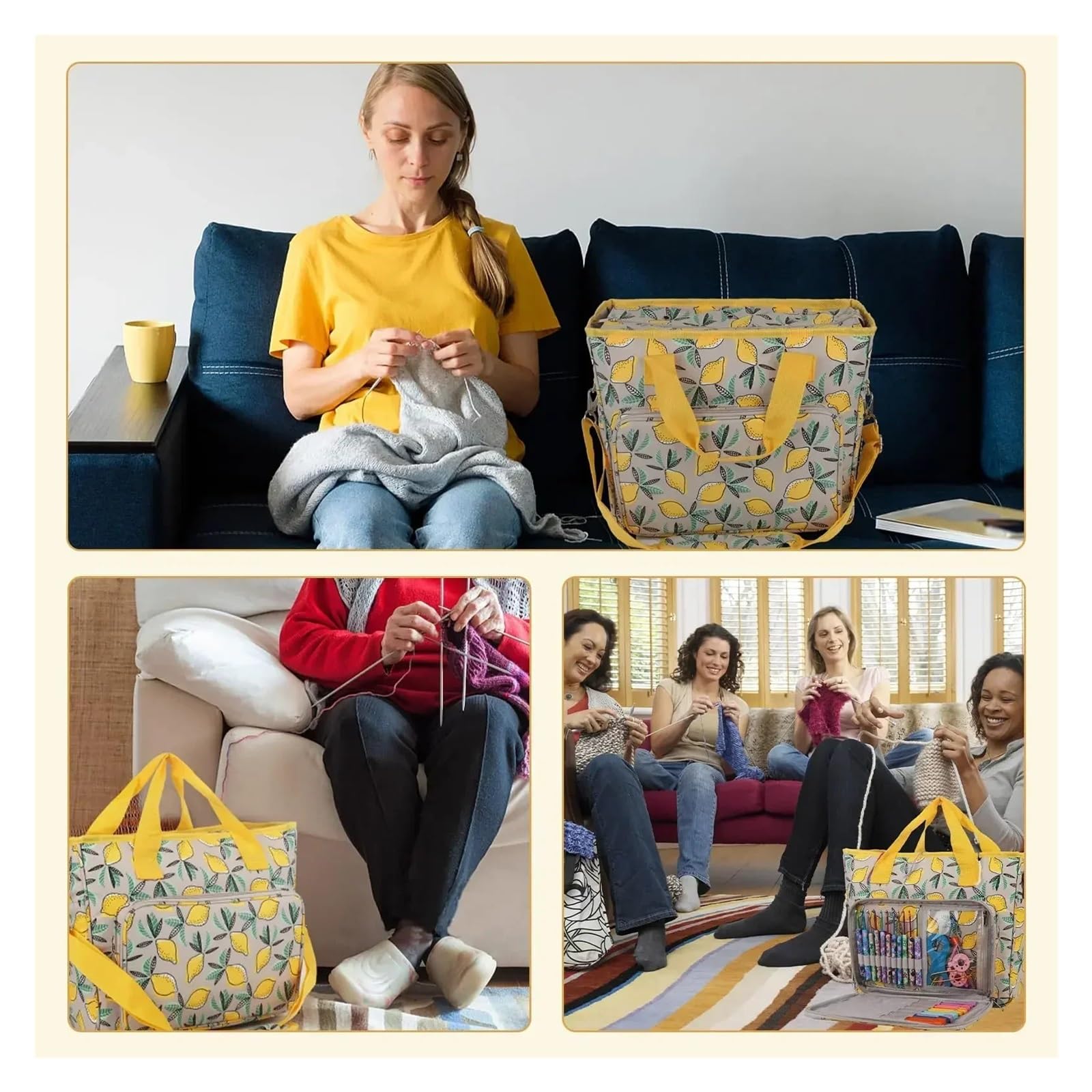 Bolsa de tejer, bolsa crochet y organizador bolsas, portátil for almacenar hilo for principiantes, amantes del, for viajar para Agujas, Hilo(Style 5)