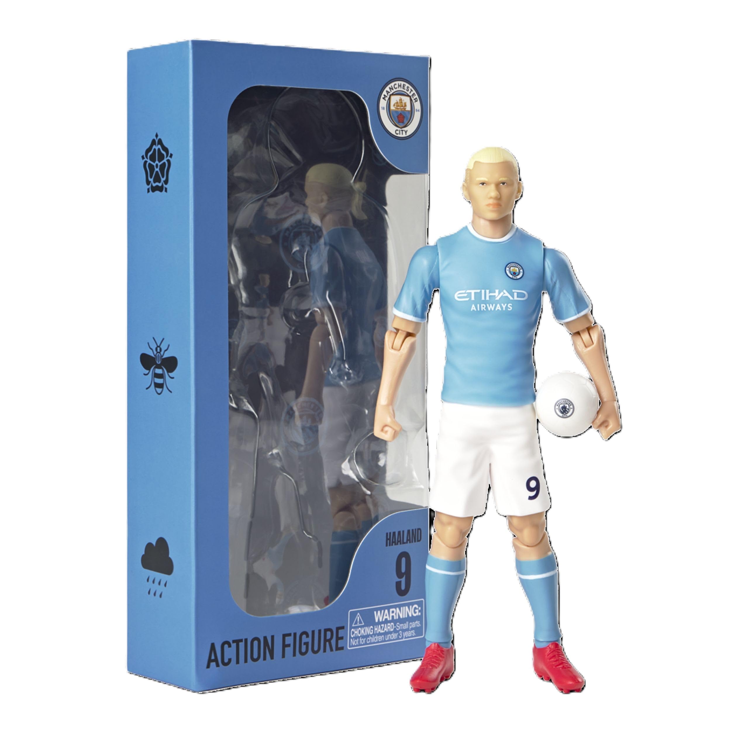 Megableu - Figurine Foot HAALAND - 20 cm - Grande Figurine Footballeur Réaliste & Articulée - Licence Officielle - 10 Points d’Articulation - Jouet Football Manchester - Idée Cadeau Fans Haaland