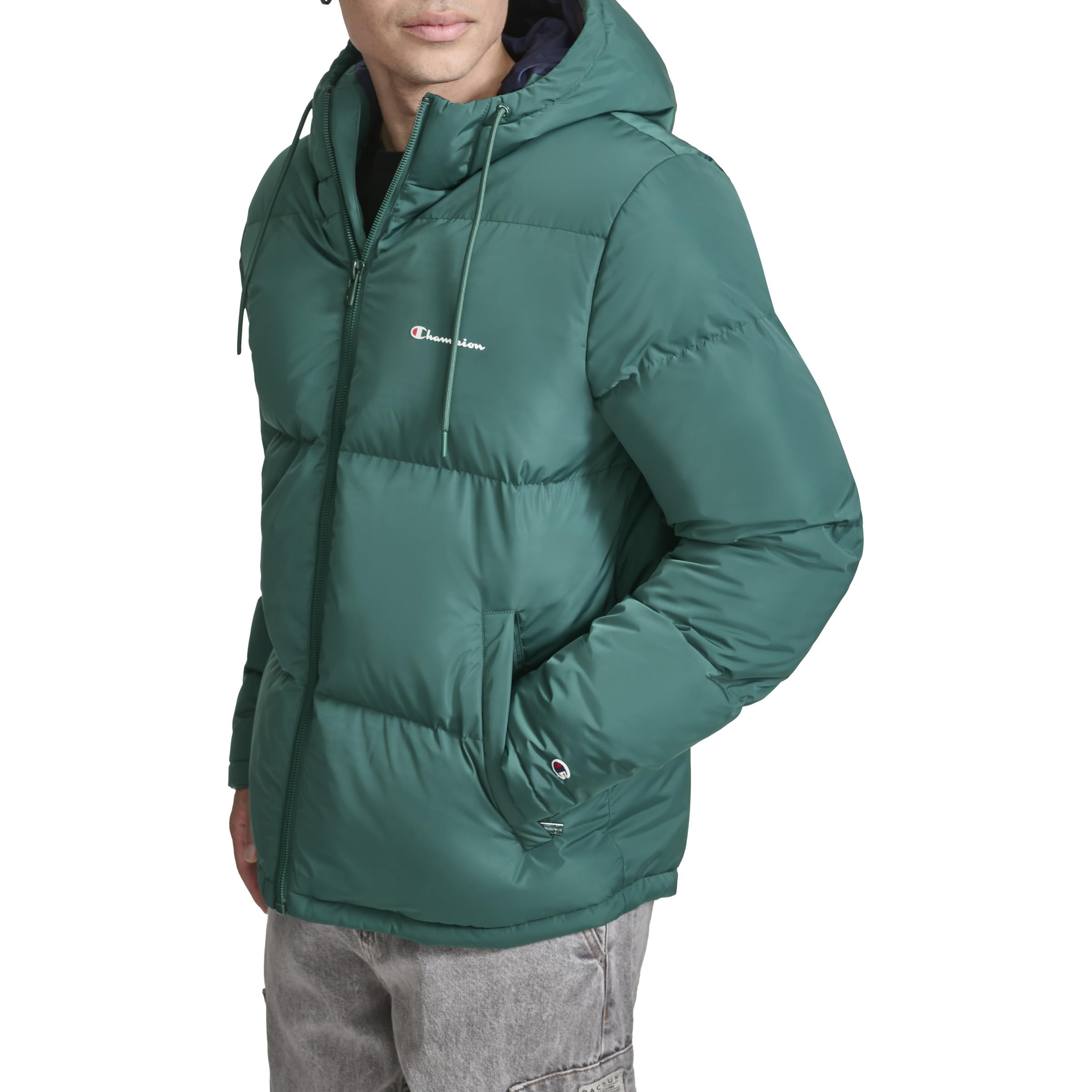 Champion Herren Steppjacke mit durchgehendem Reißverschluss und Kapuze, Regenwald, XX-Large – Ansicht 3