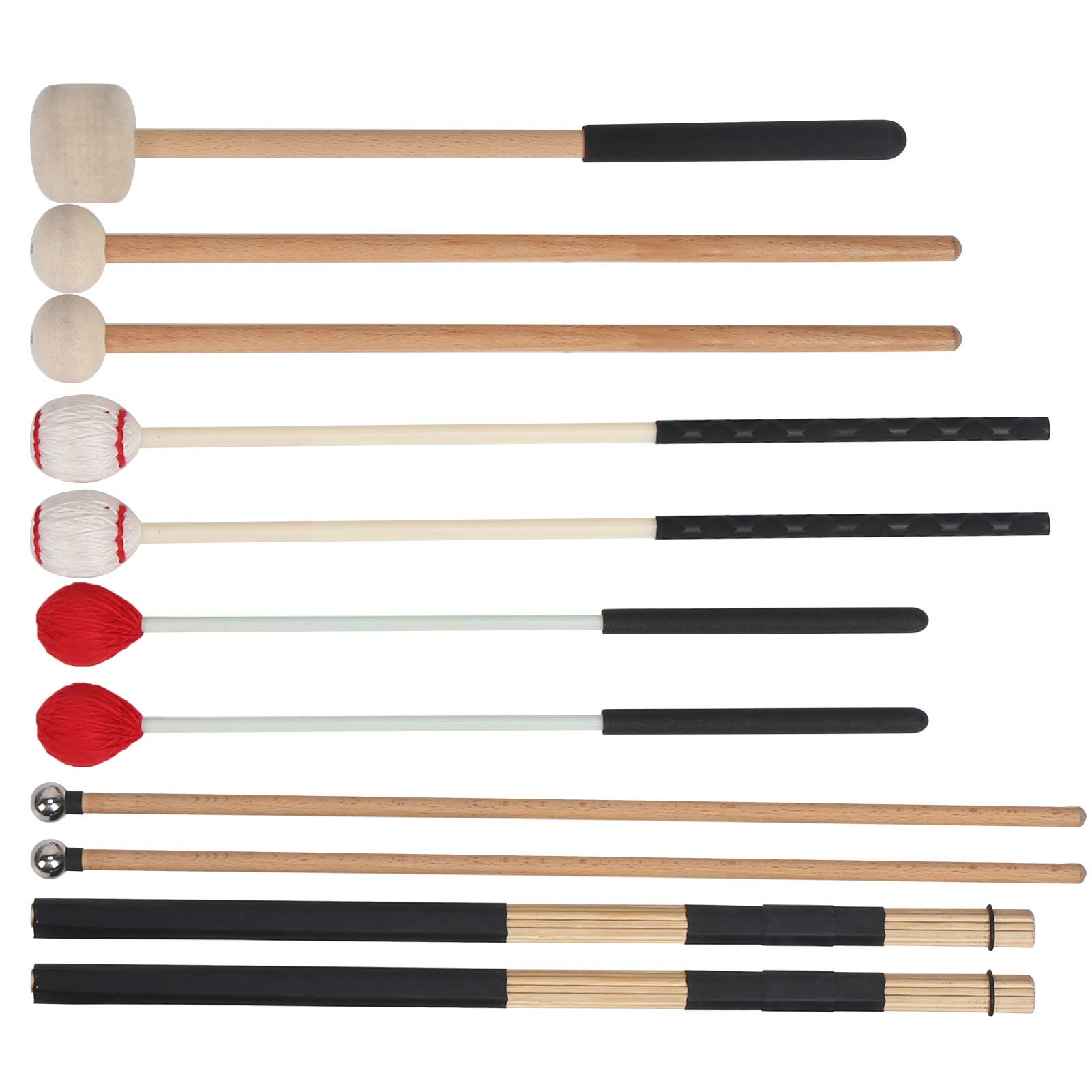 Set di 11 Bacchette per Batteria in Legno, Classiche per Rullante con Borsa da Trasporto e Accessori per Strumenti Musicali