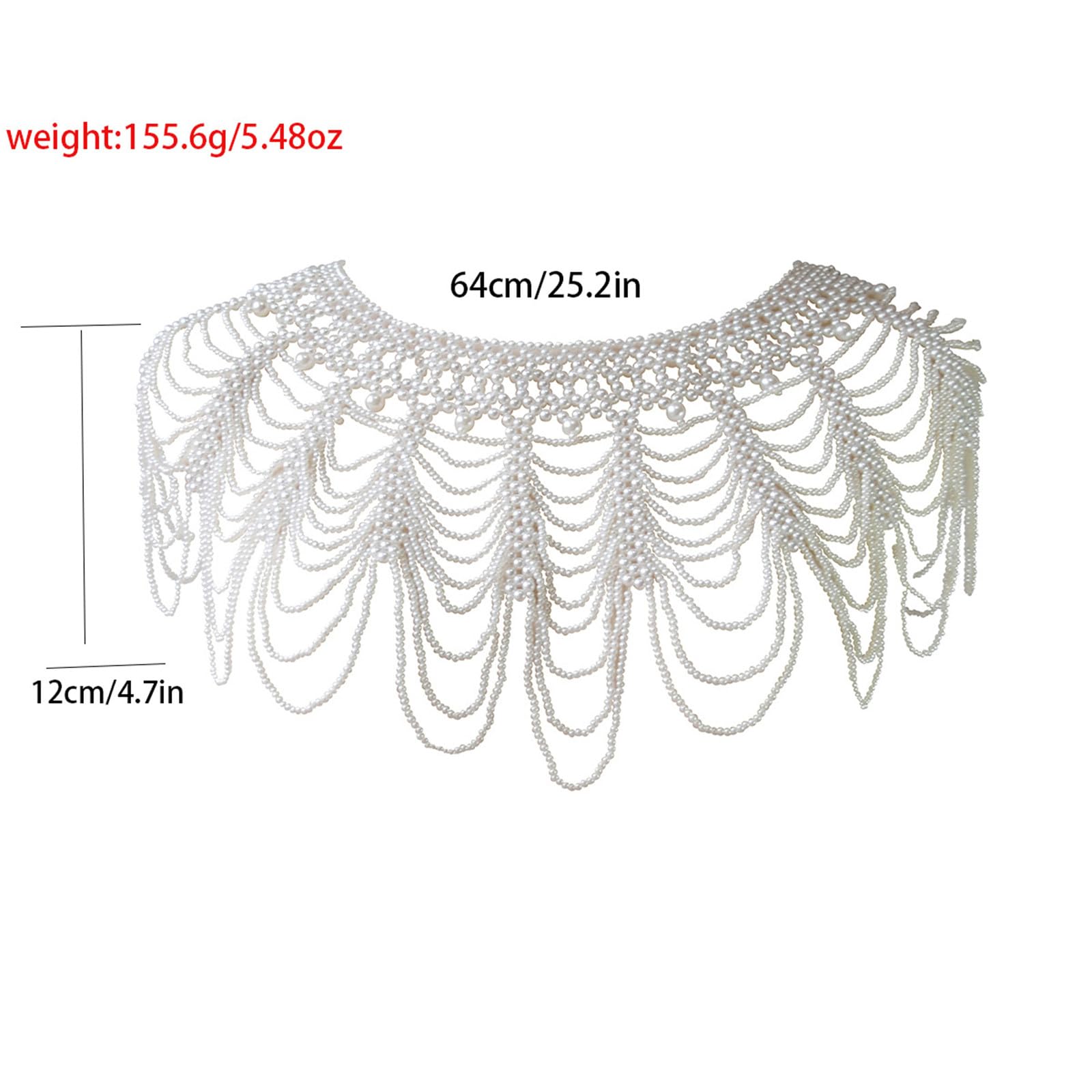 Künstlicher Perlenschal für Hochzeitskleid, modische Schulterkette für Cheongsam, eleganter Schulterwickel für formelle Anlässe, Party und Hochzeit, handgefertigter Schmuck