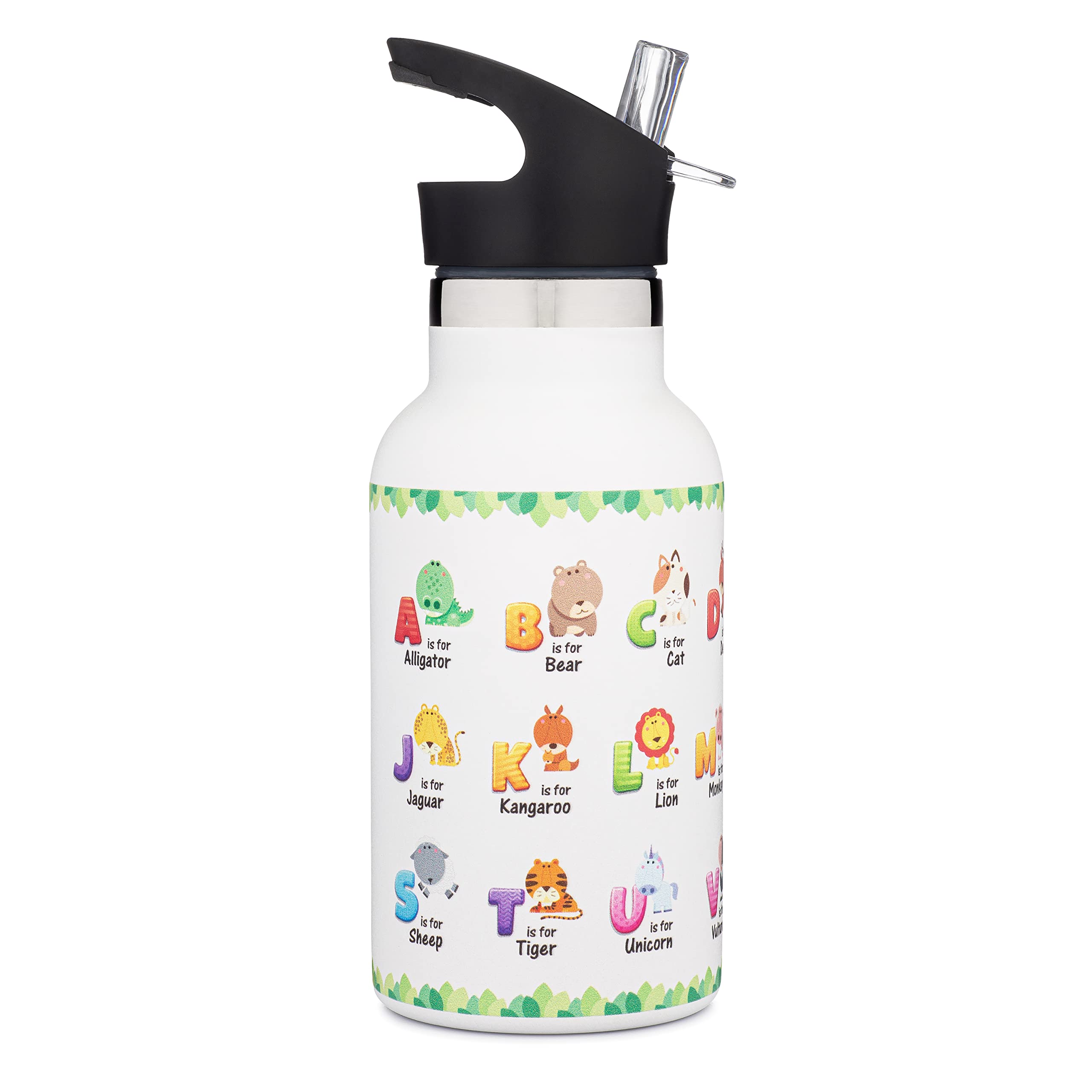 Buy Woods Throne 12 ounce kids learning water bottle with leak proof