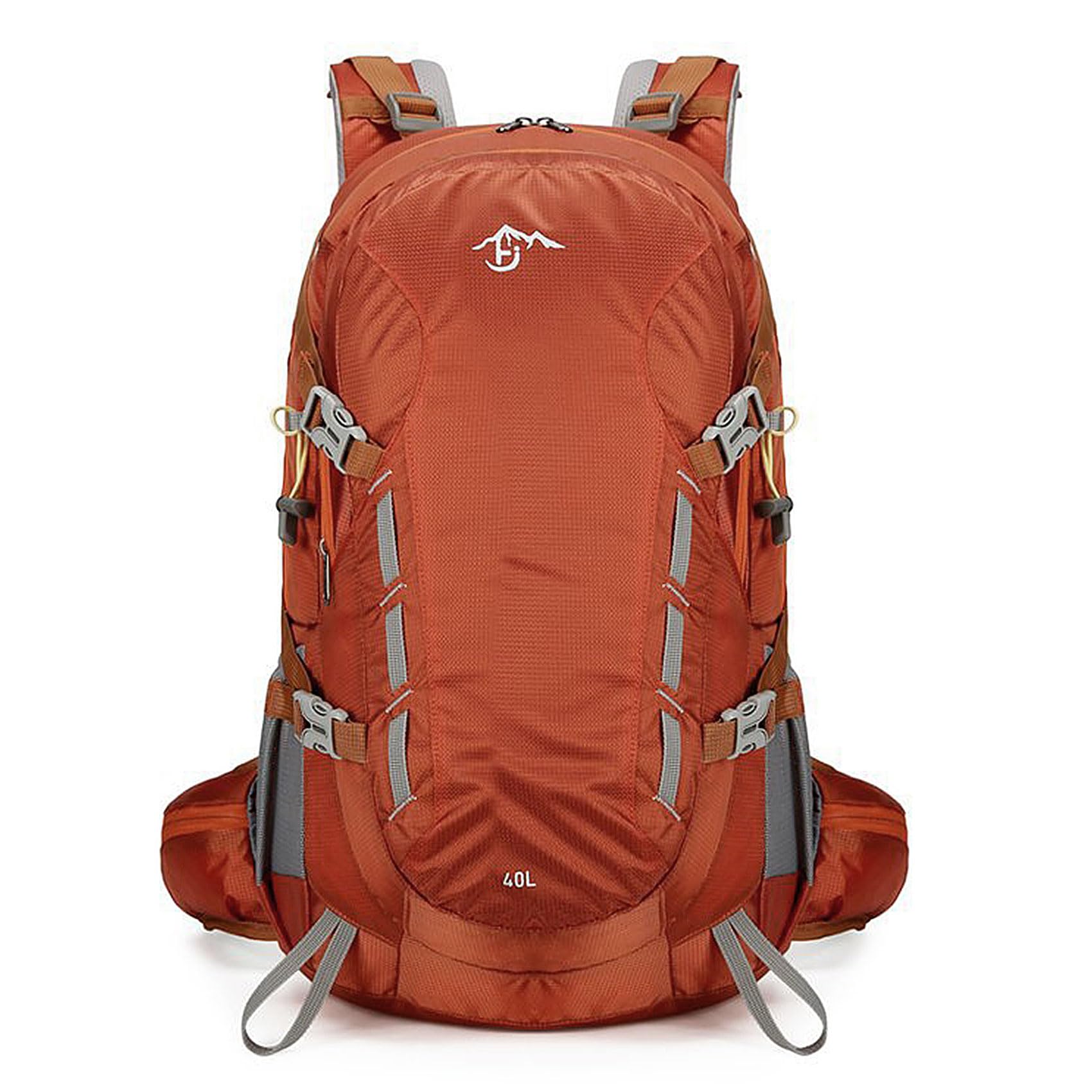 Long Keeper 40L Hiking Backpack Camping Daypack with Waterproof Rain Cover Lightweight Outdoor Sport Travel Backpack Rucksack (Orange)