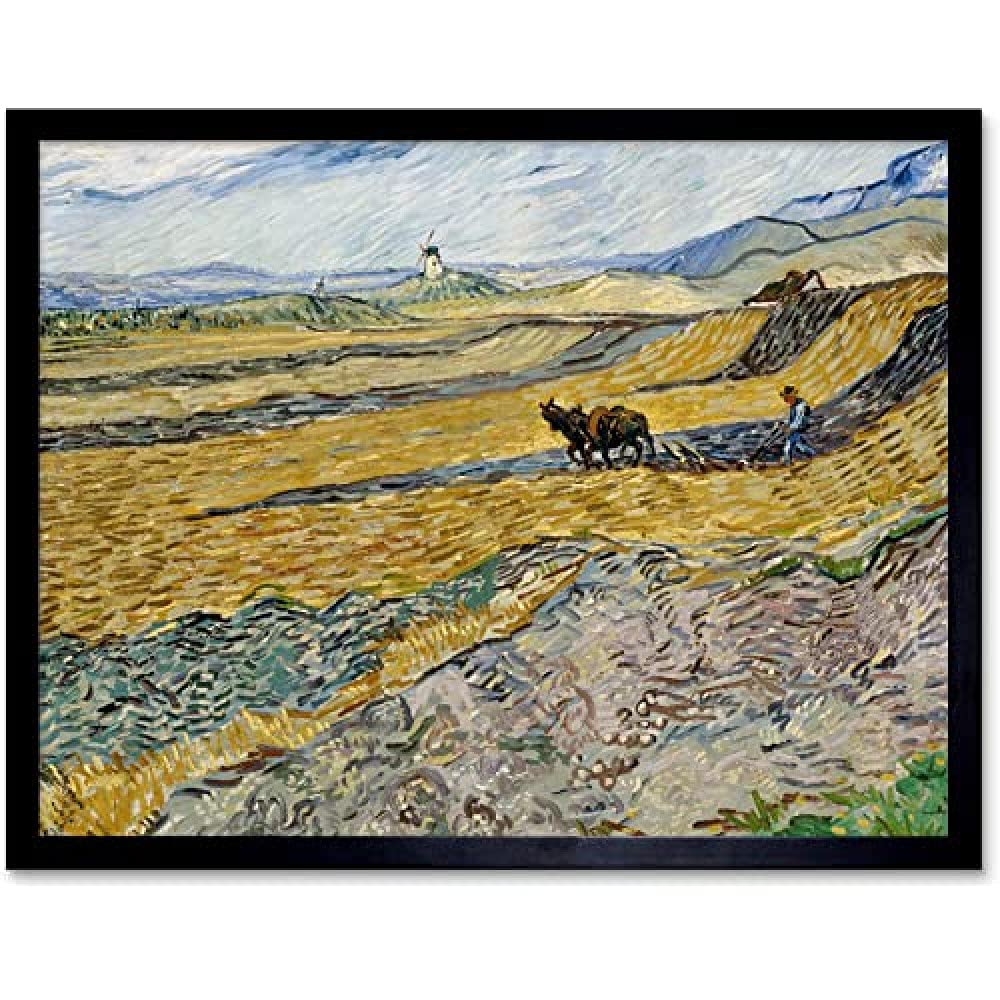 Vincent Van Gogh Enclosed Field With Ploughman Unframed Wall Art Print Poster Home Decor Premium