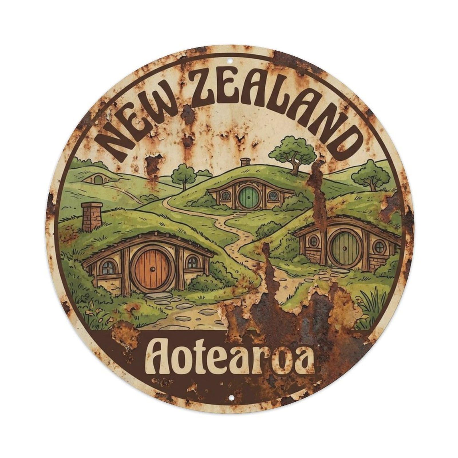 New Zealand Ocean Coast Pacific Mountain Lake Metal Tin Sign