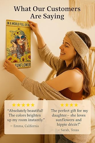Miniatura 8 de Letrero de pared de metal inspirador de girasol vintage, 8 x 12 pulgadas, amarillo