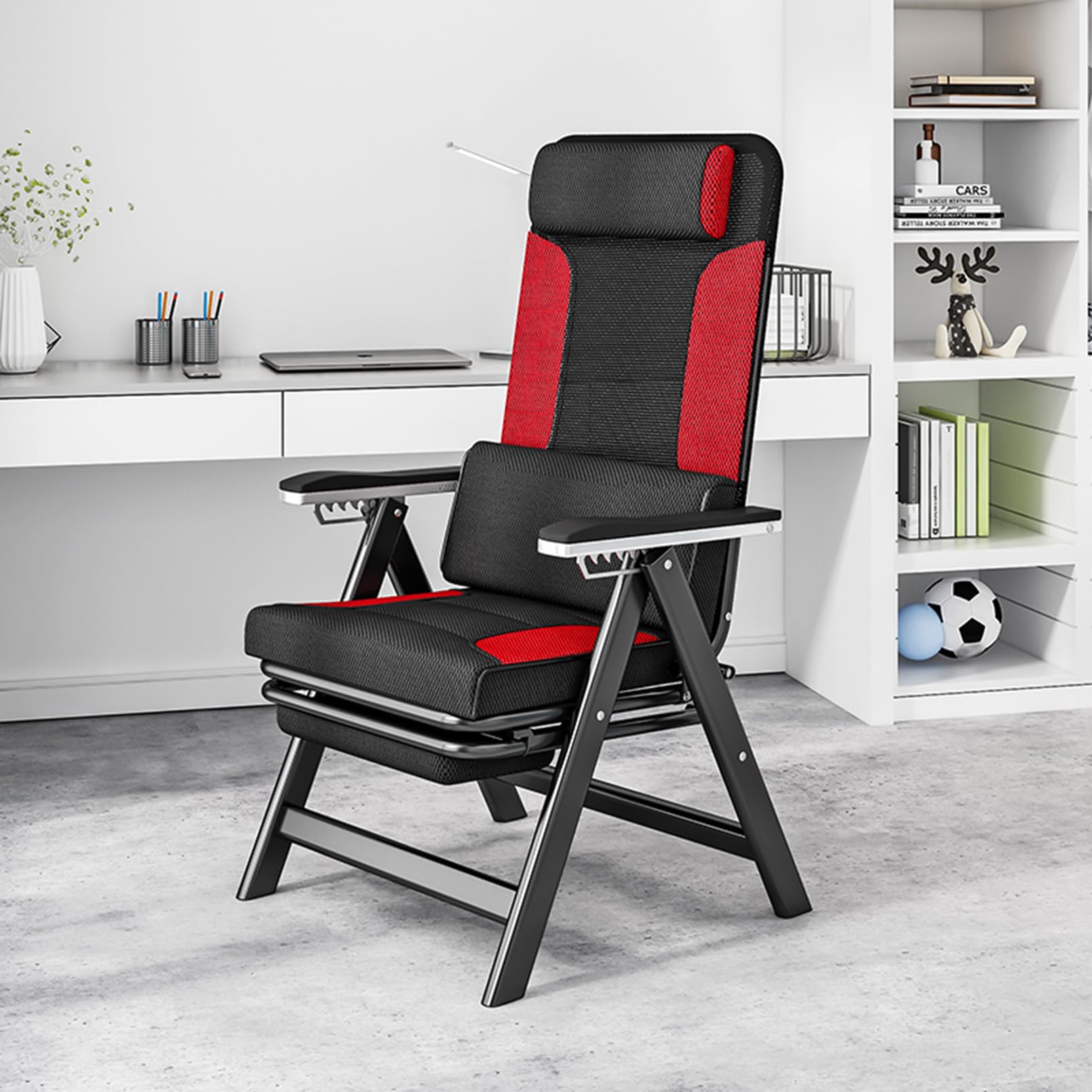 Sedia da salotto con cuscino rimovibile e reclinabile, per esterni e interni, comoda e regolabile