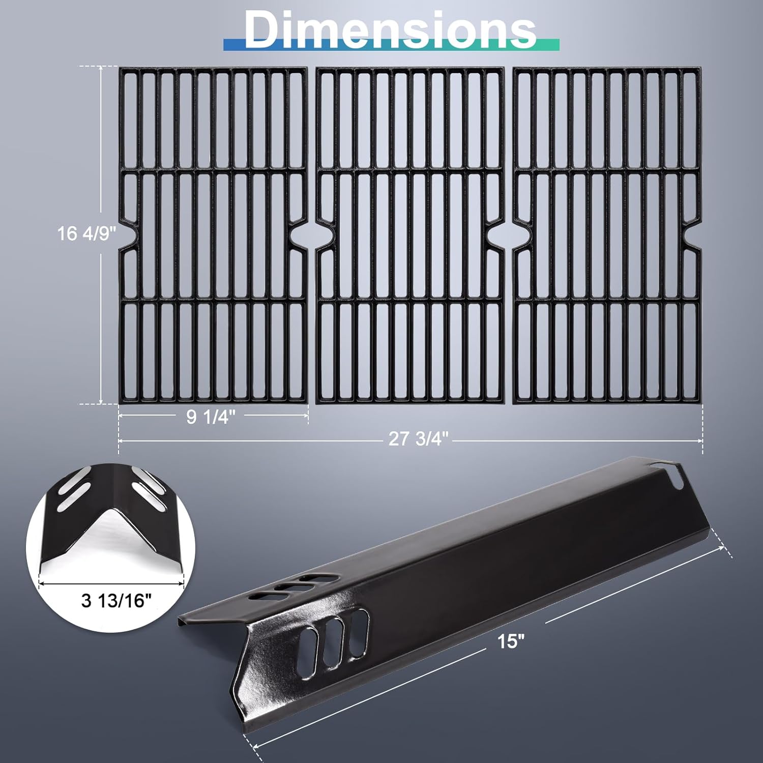 Grill Grease Tray Replacement Parts for Dyna Glo and Backyard Grill Parts, Adjustable 24''-30'' DGF493BNP Drip Pan, BY13-101-001-12 Drip Pan, Cooking Grates, Heat Plates Shields for Dyna Glo 4 Burner.