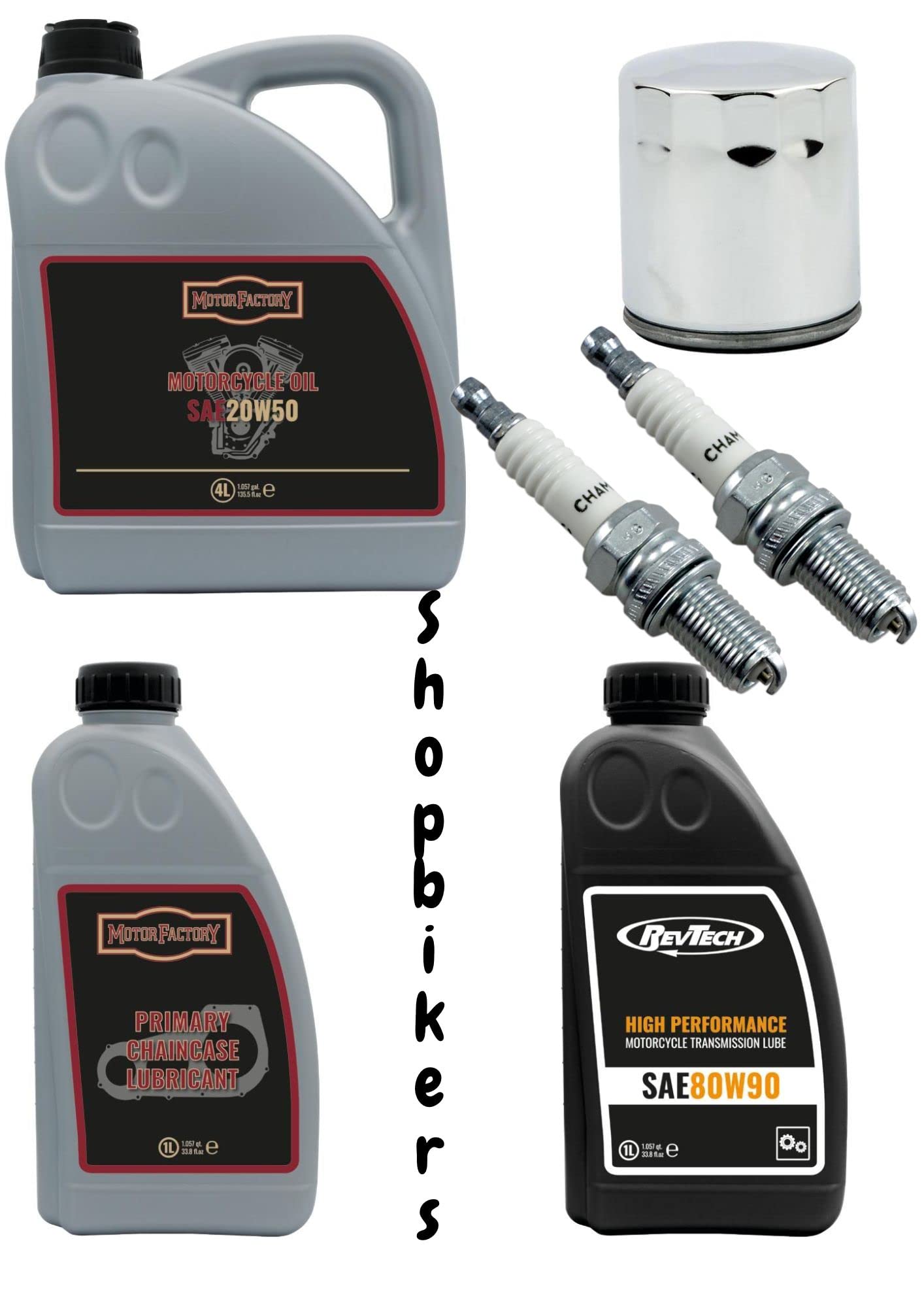 Kit Tagliando Materiale Manutenzione Garanzia Olio Minerale 20w 50 Olio Trasmissione e Primaria 2 Candele Accel Filtro Olio Cromato per Harley Davidson Dyna Softail Touring