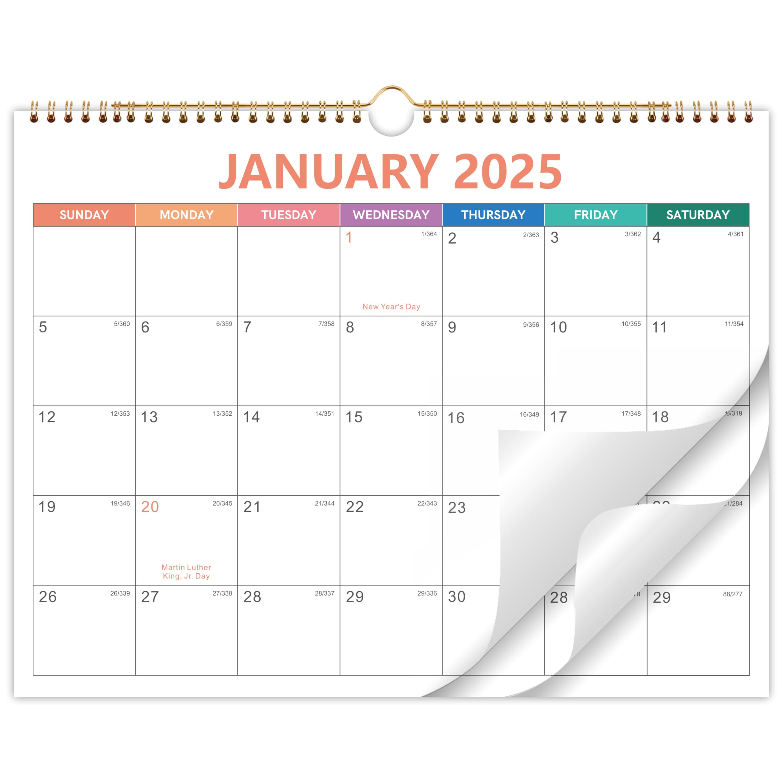 Calendrier Mural 2025 74x53cm - Planificateur Annuel Kraft - Janvier à Décembre - Papier 150g