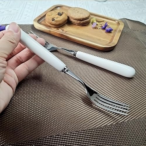 Miniatura 8 de Tenedores de mesa de acero inoxidable 1810 de 8.1in, tenedor de plato principal, tenedor de 4 púas, SUS304 de 8 pulgadas, blanco (304DF20-5)