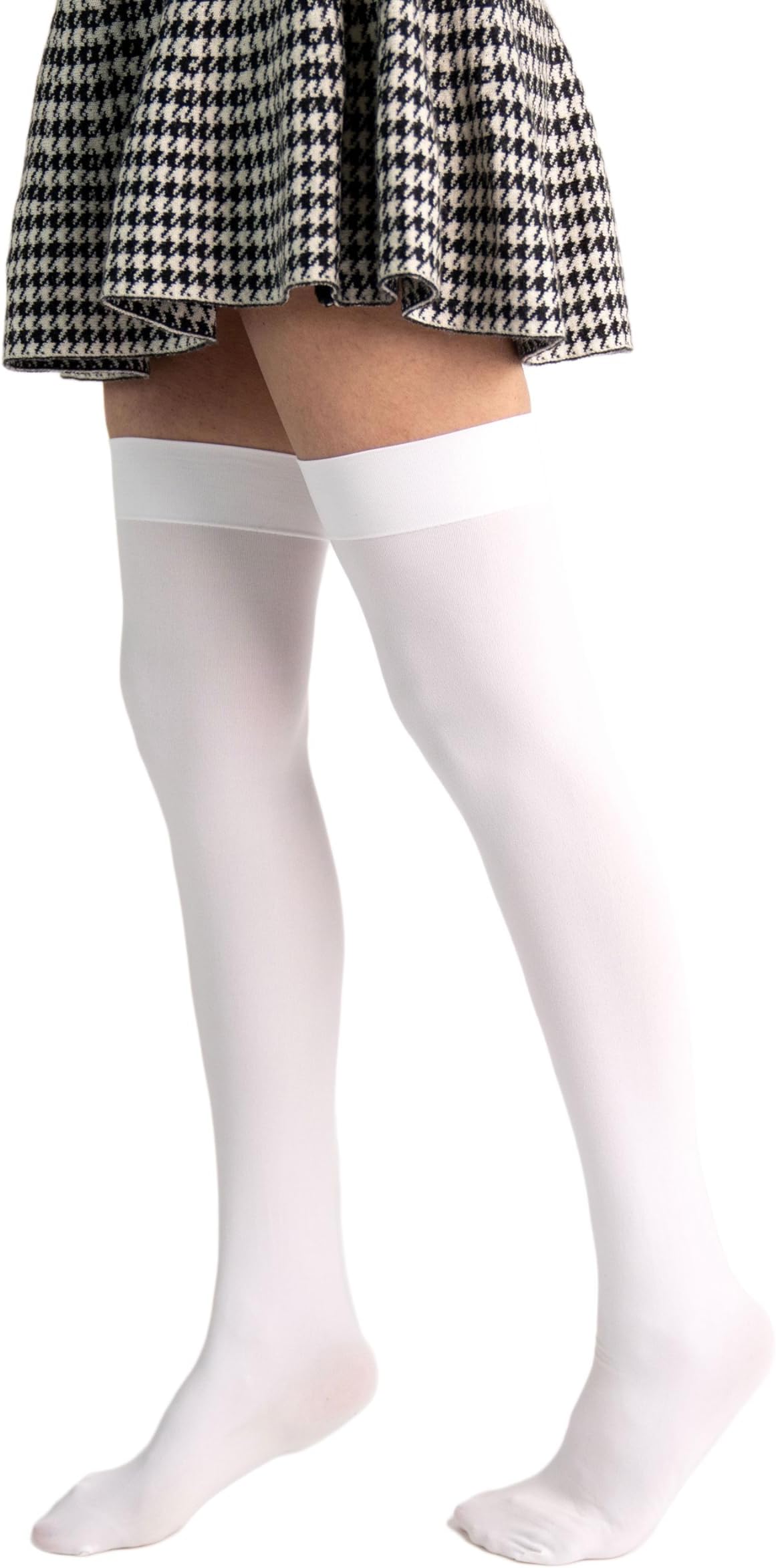 THEATER Women's Nylon spandex Charcoal Thigh High Stockings | Free Size