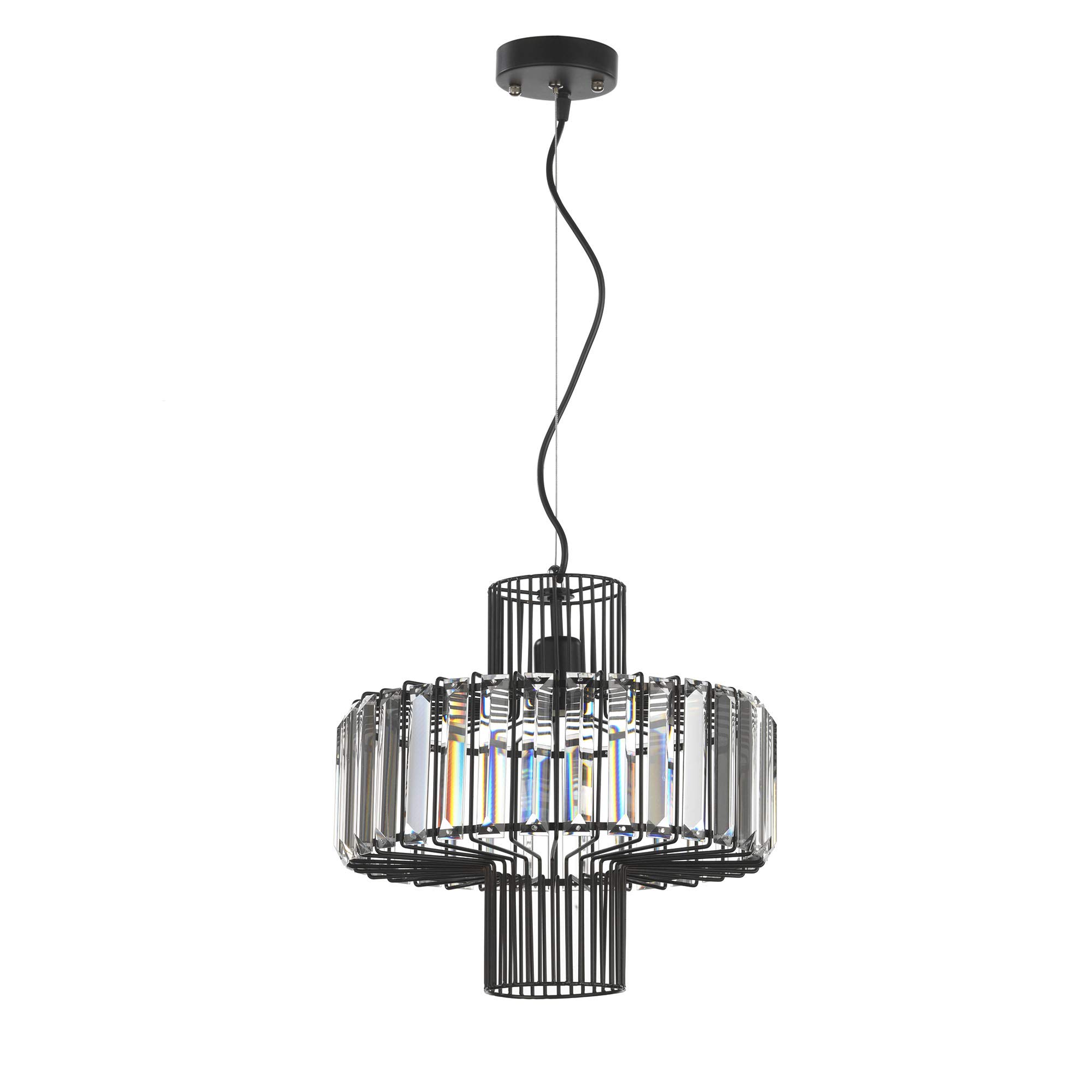 Onli Negro Dormir Con Pies De Lámpara Flo De Metal Y Cristales