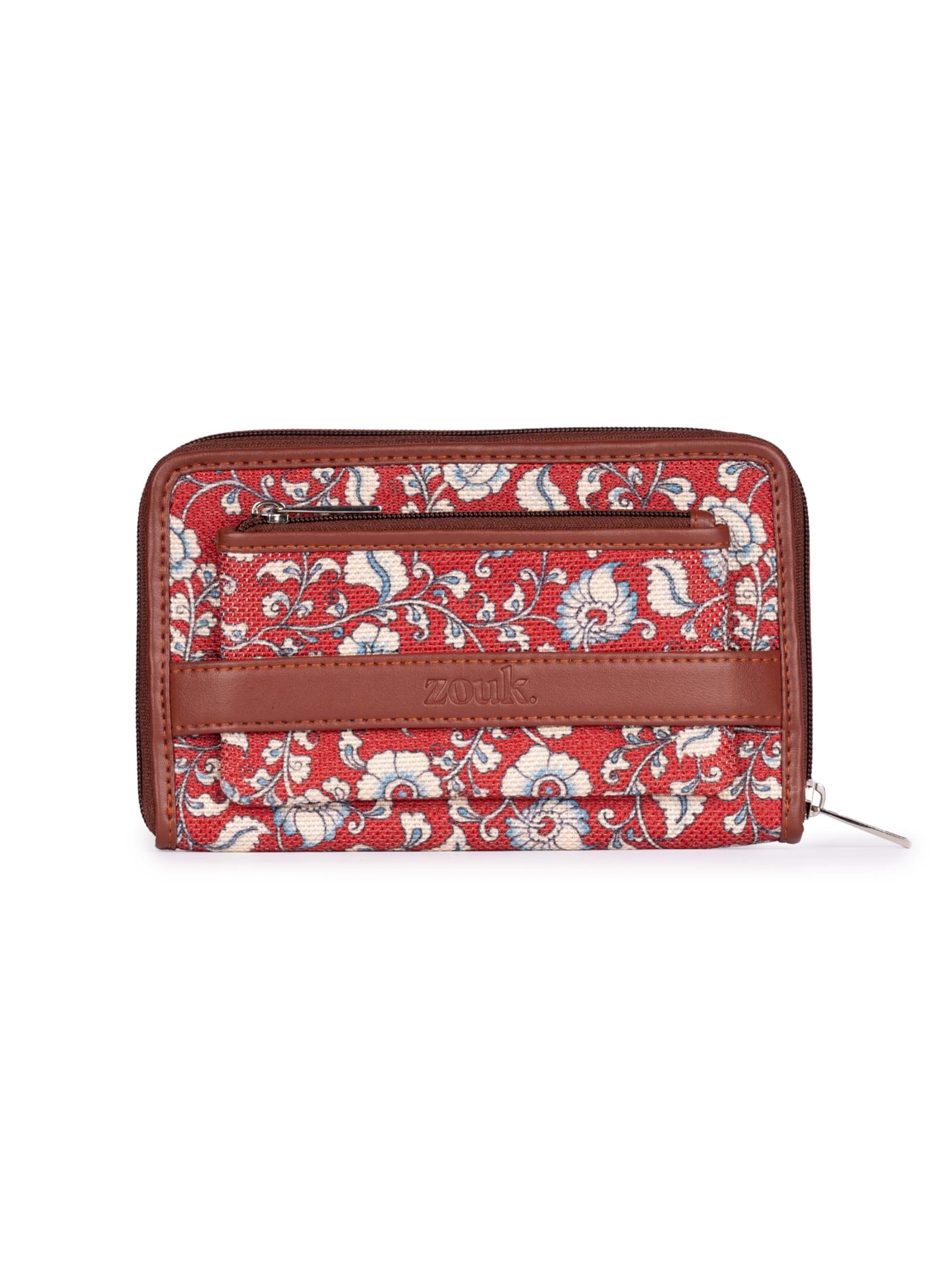 ZOUK Womens Handcrafted Red Kalamkari Printed Classic Zipper Wallet (B09T3NJ114) Amazon Price History, Amazon Price Tracker