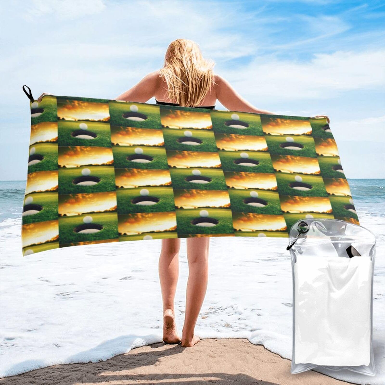 FHIZOAL Golf Course Quick Dry Towel Microfibre Towel Super Absorbent Ultra Compact Gym Sports Beach Camping Travel