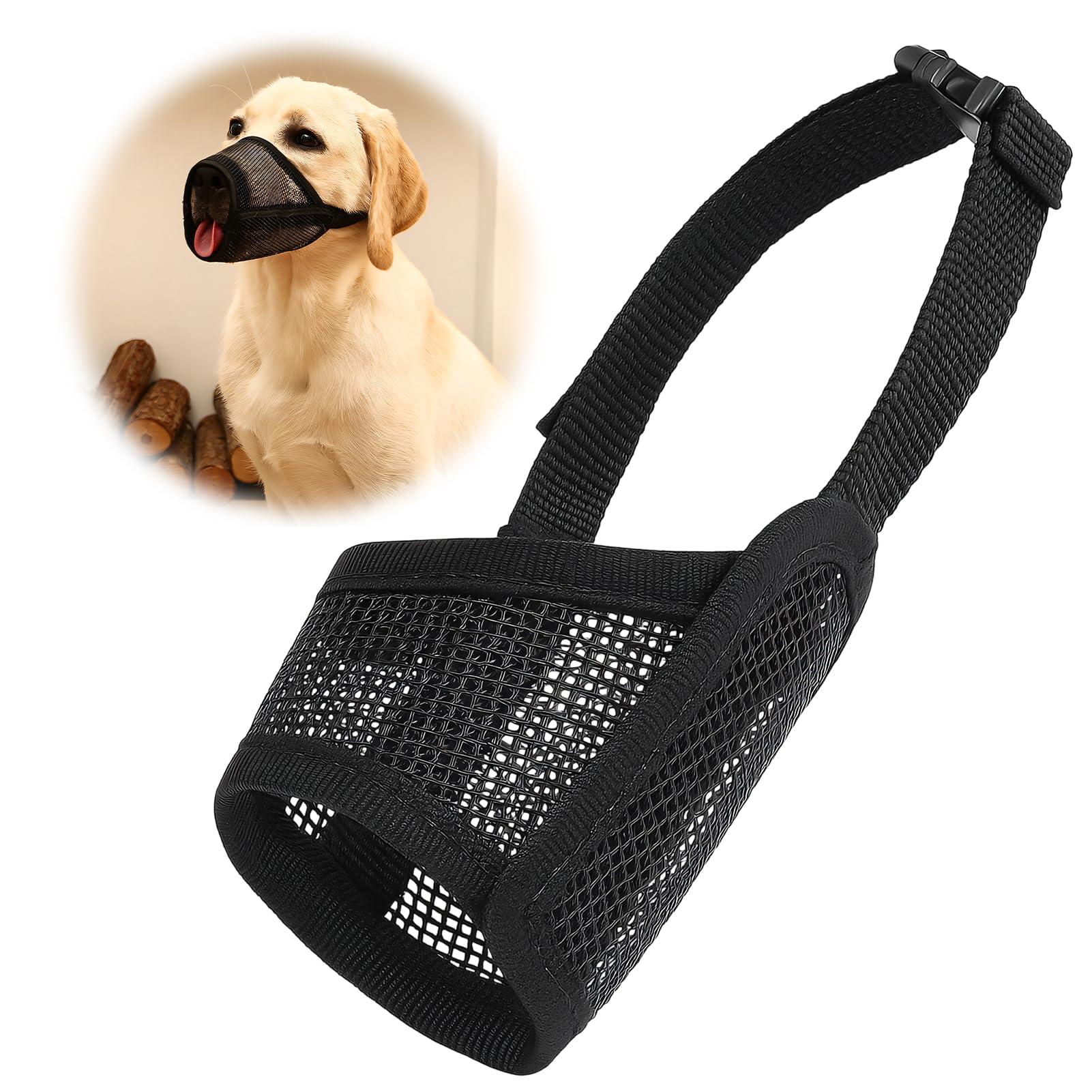 Muselière pour Chien Muselière Souple Réglable avec Sangles Velcro Museliere Anti Aboiement Morsure pour Petits et Moyens Chiens Jack Russell Terrier Corgi Shiba Inu (Noir,16-20cm)