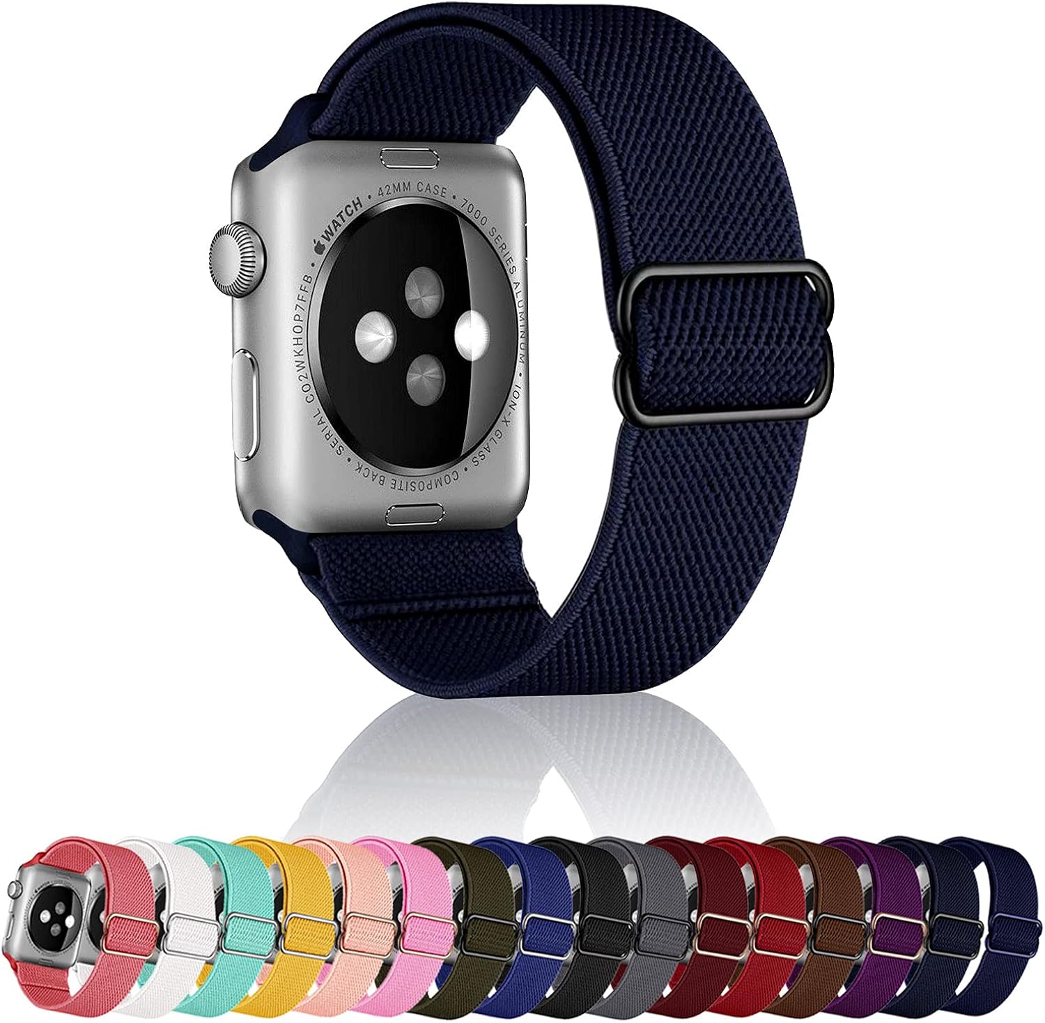 SACRONS Stretchy Nylon Solo Loop Compatible with Apple Watch Bands 38mm/40mm,42/44mm,Adjustable Braided Sport Elastic Nylon Wristband for i-Watch Series 6/SE/5/4/3/2/1