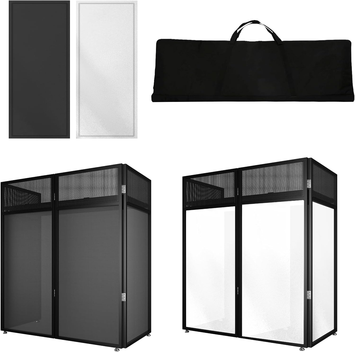 44"x41"x21" Metal Portable DJ Facade Table Station | Foldable DJ Event Booth Facade with Black & White Scrim | w/ Carrying Bag