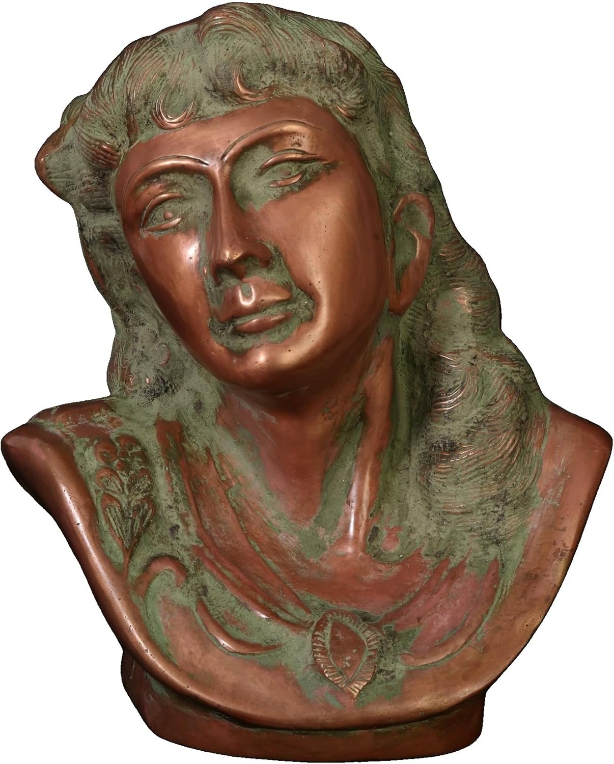 Exotic India 10" Lady Bust Brass Statue for Home Décor, Living Room, Bedroom, Indoor, Outdoor, Table Décor