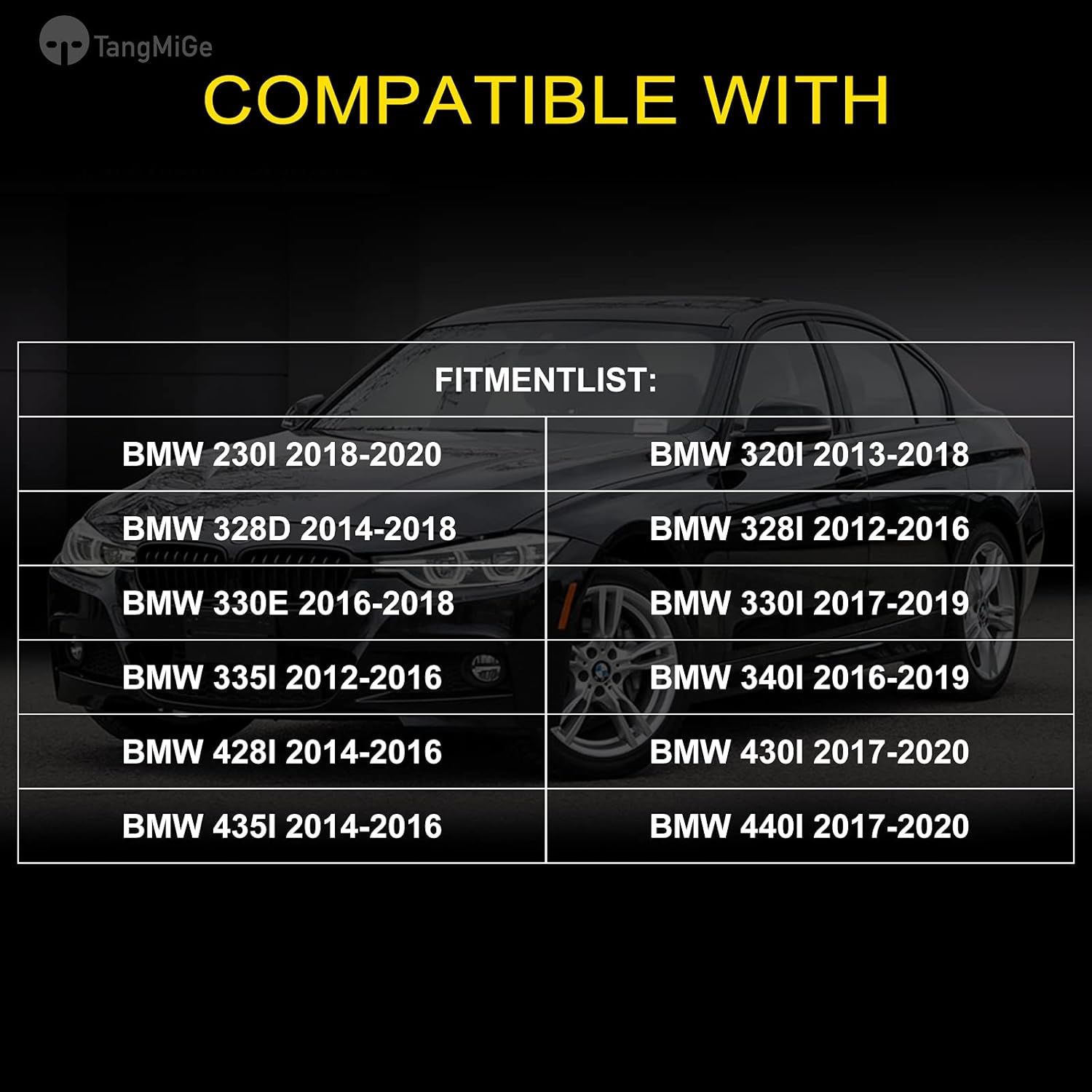 TangMiGe Fog Lights for BMW (F30 F32 F33 F36, 230i 320i 328d 328i 330e 330i 335i 340i 428i 430i 435i 440i, 2 3 4 Series), 2012-2020, LED Fog Lamps Replacement, 1 Pair, Clear Lens, LED Bulbs