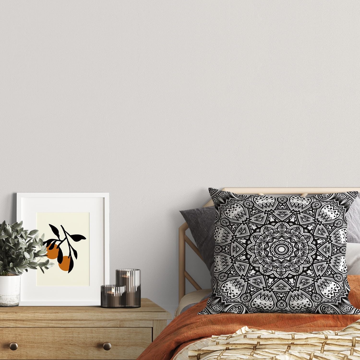 ggaimwf Moroccan Cushion Covers 40x40cm Black Ethnic Boho Cushions Indian Style Abstract Mandala Arabesque Meditation Hippie Modern Throw Pillow Cover for Sofa Living Room Bed Pillowcase Set of 2 - Image 3
