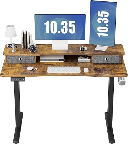 DUMOS Escritorio eléctrico de oficina de 48 pulgadas, altura ajustable, estación de trabajo de PC, mesa de trabajo de madera para el hogar,